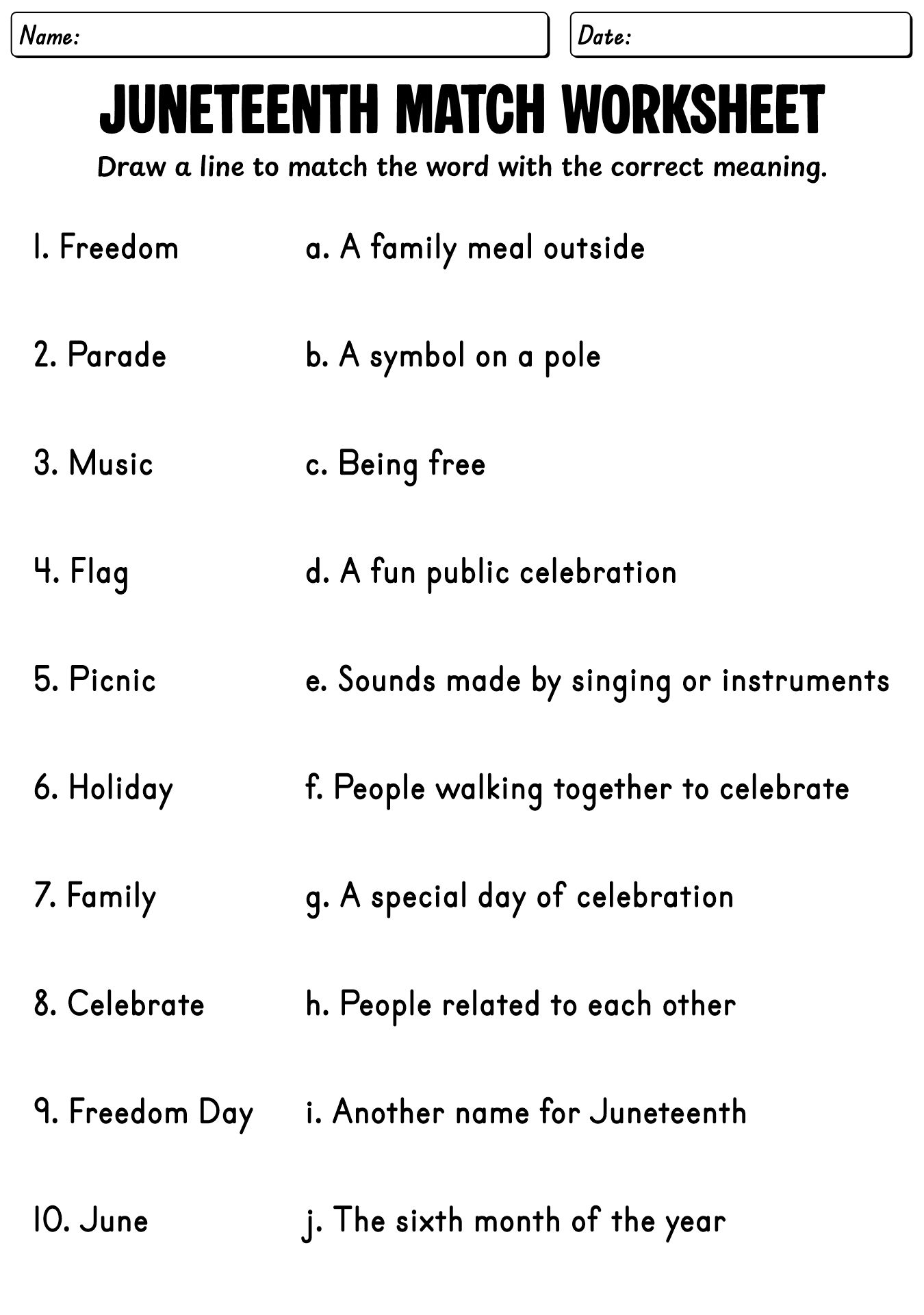 Juneteenth Worksheets For 1st Grade