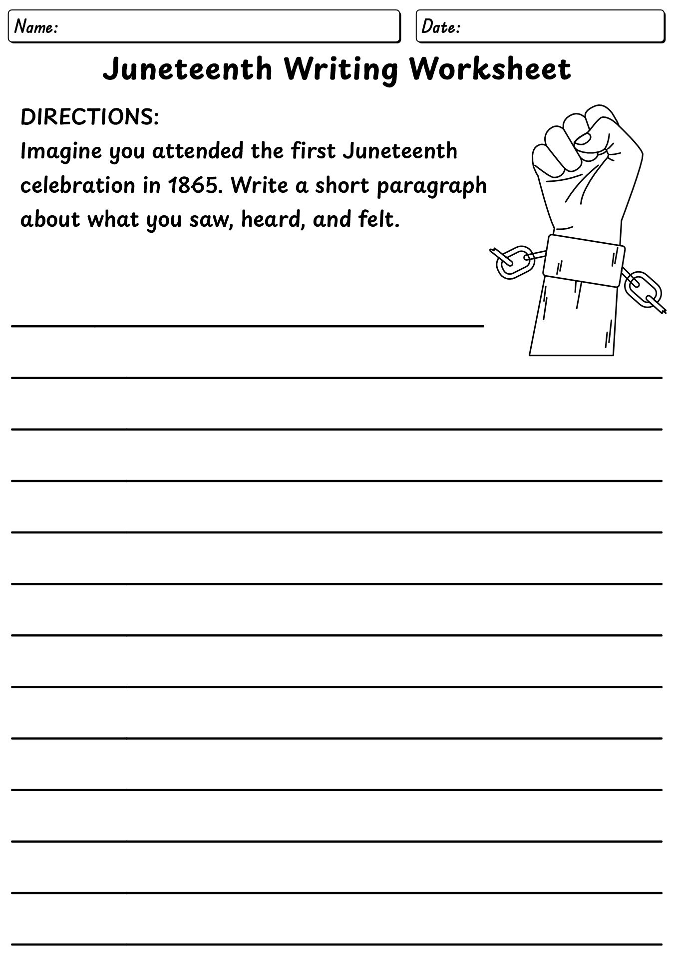 Juneteenth Writing Worksheet