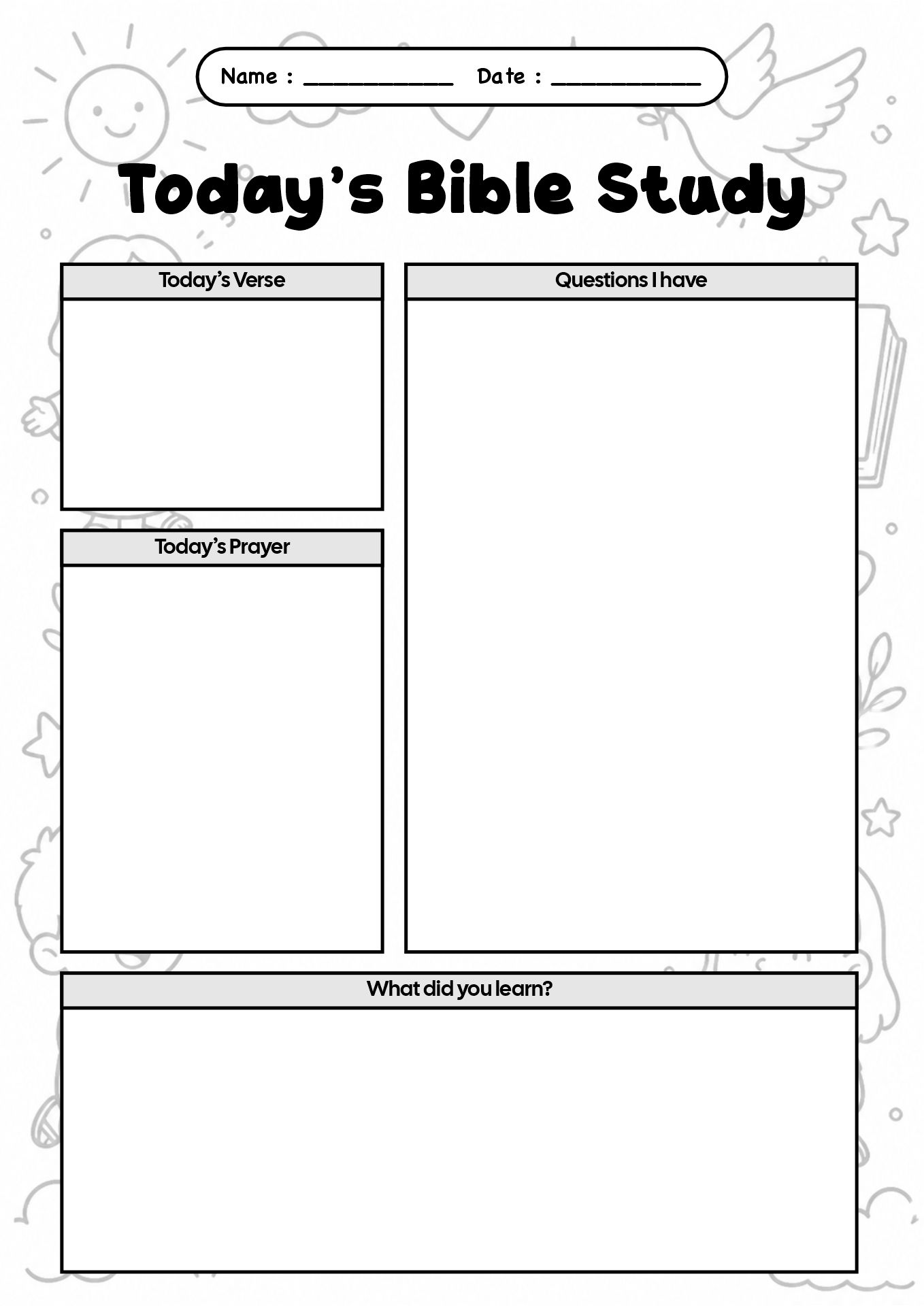 Kids Bible Study Worksheets Printable
