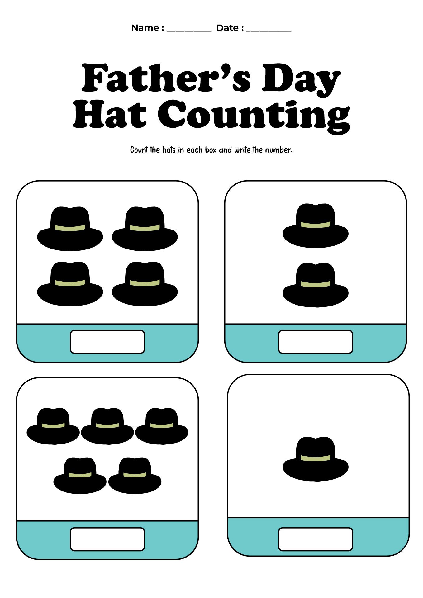 Kindergarten Fathers Day Math Worksheets
