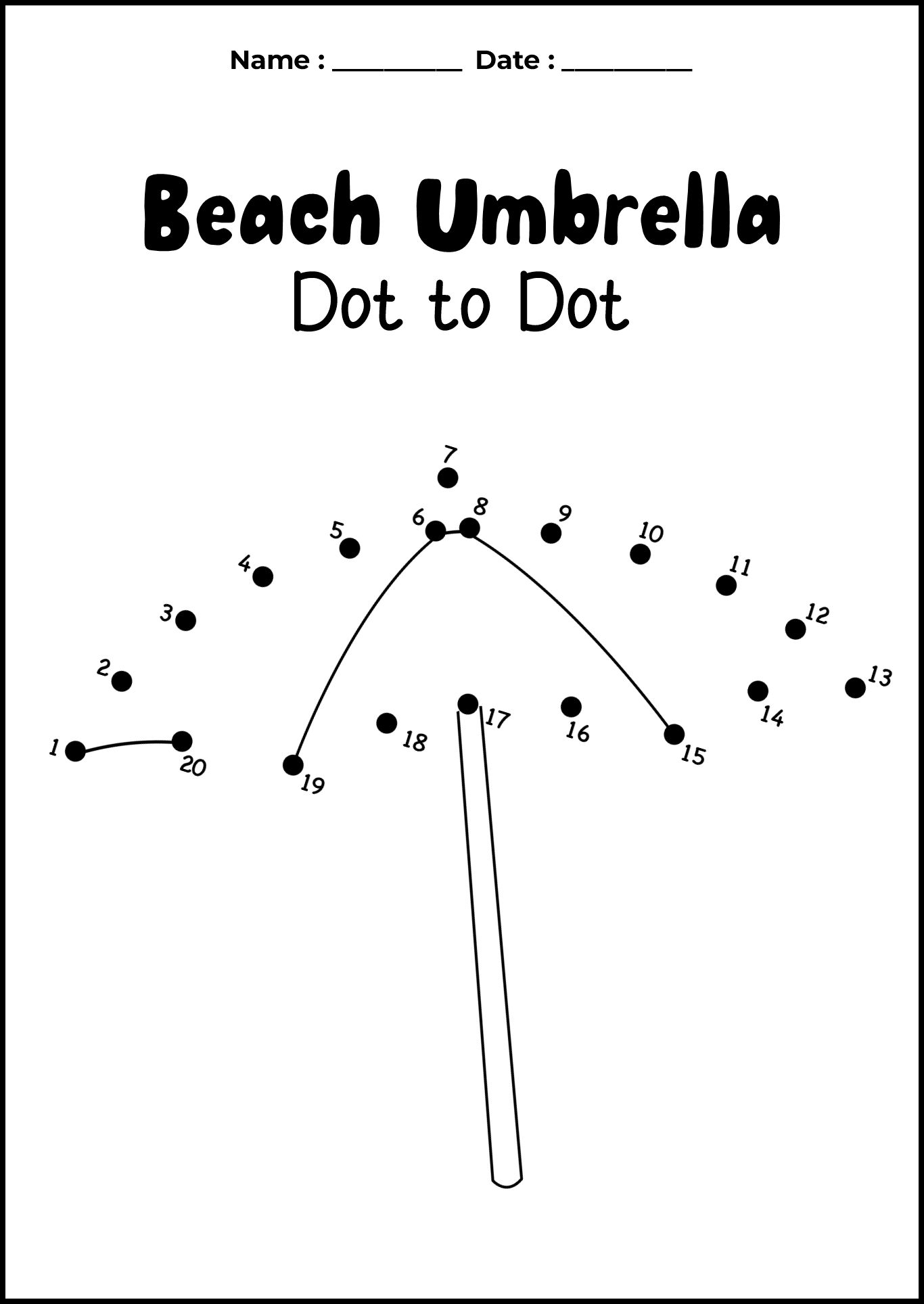 Kindergarten Summer Vacation Dot to Dot Sheets
