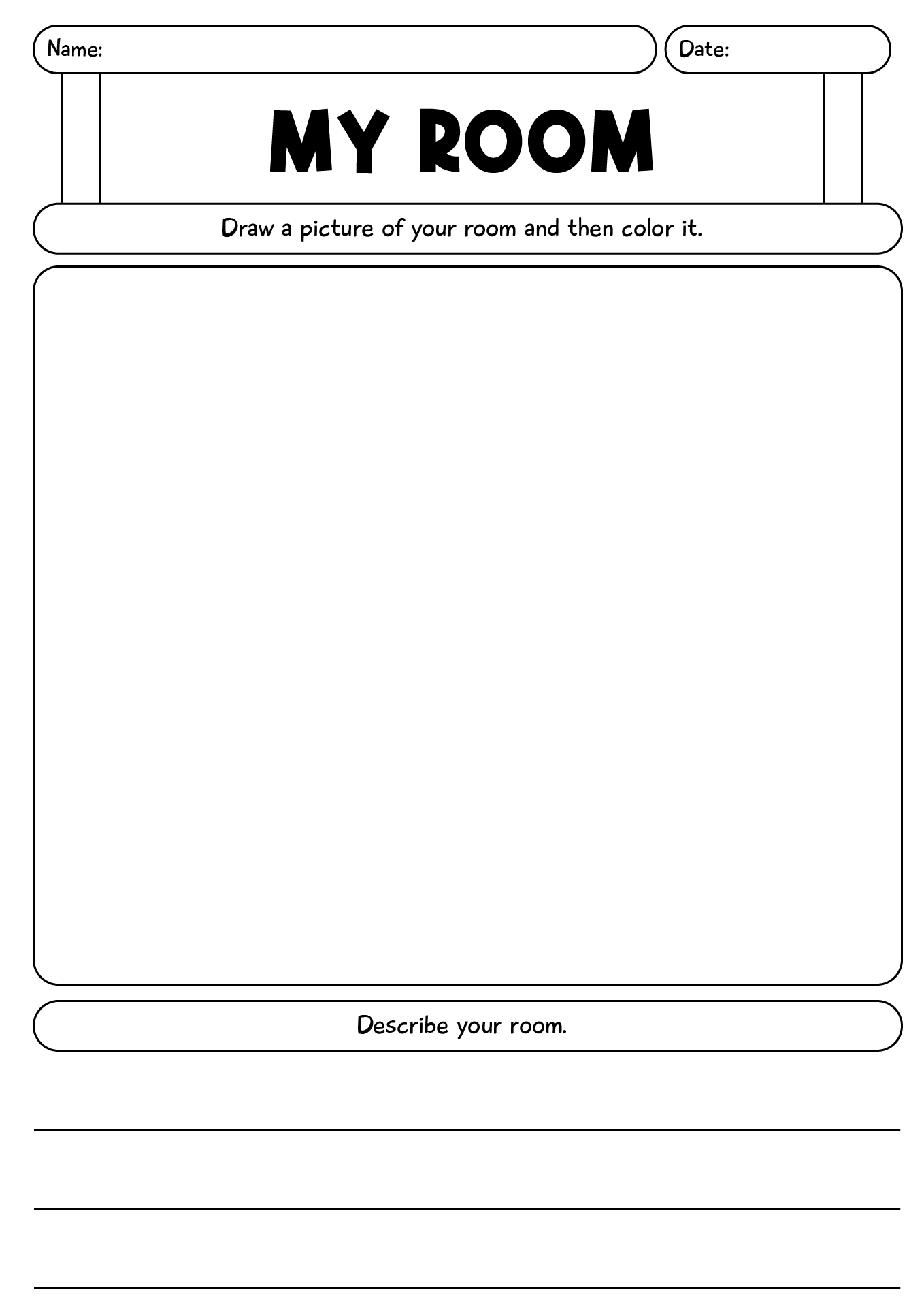 Kindergarten Worksheet My Room
