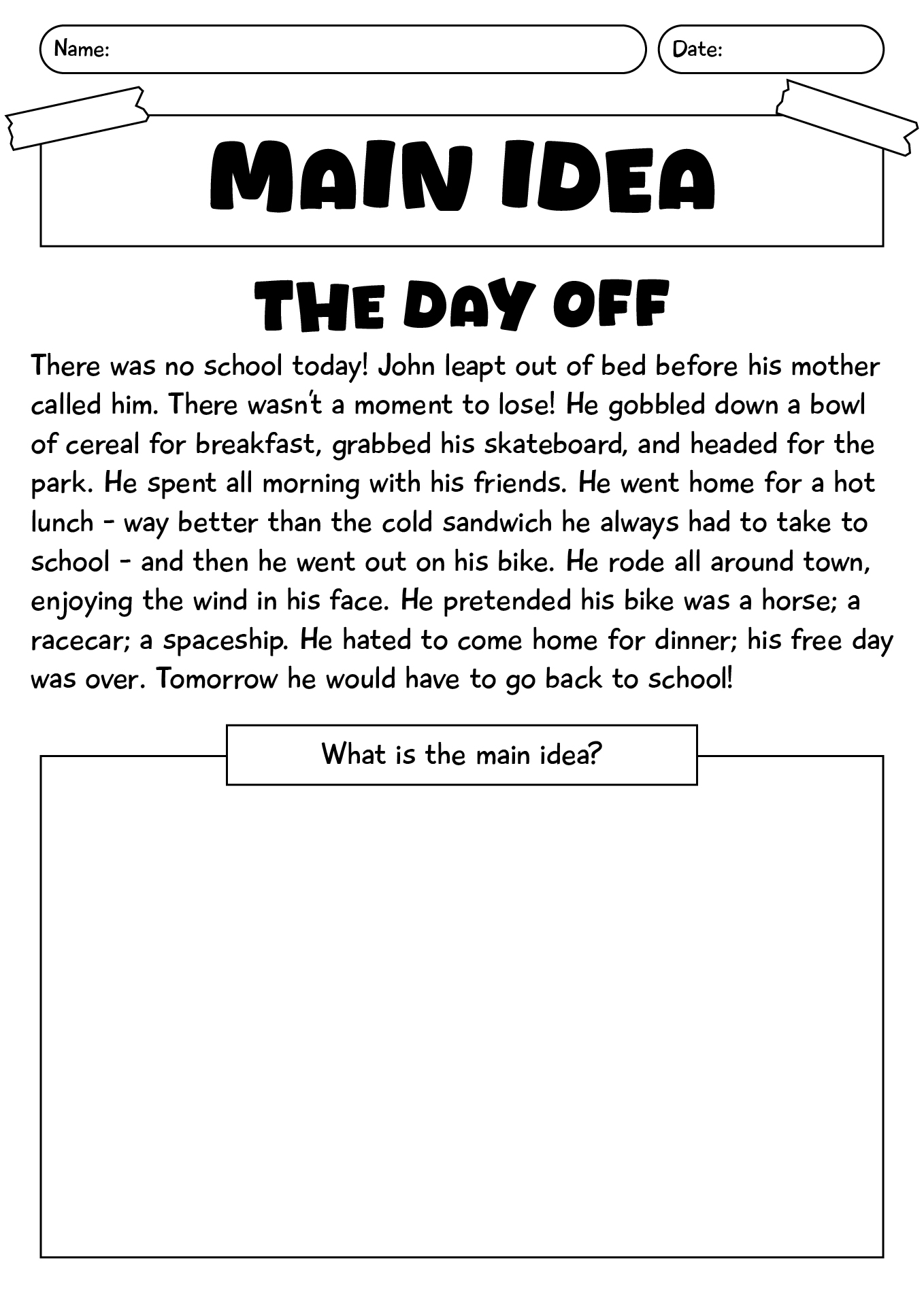 Main Ideas Worksheets For Grade 3