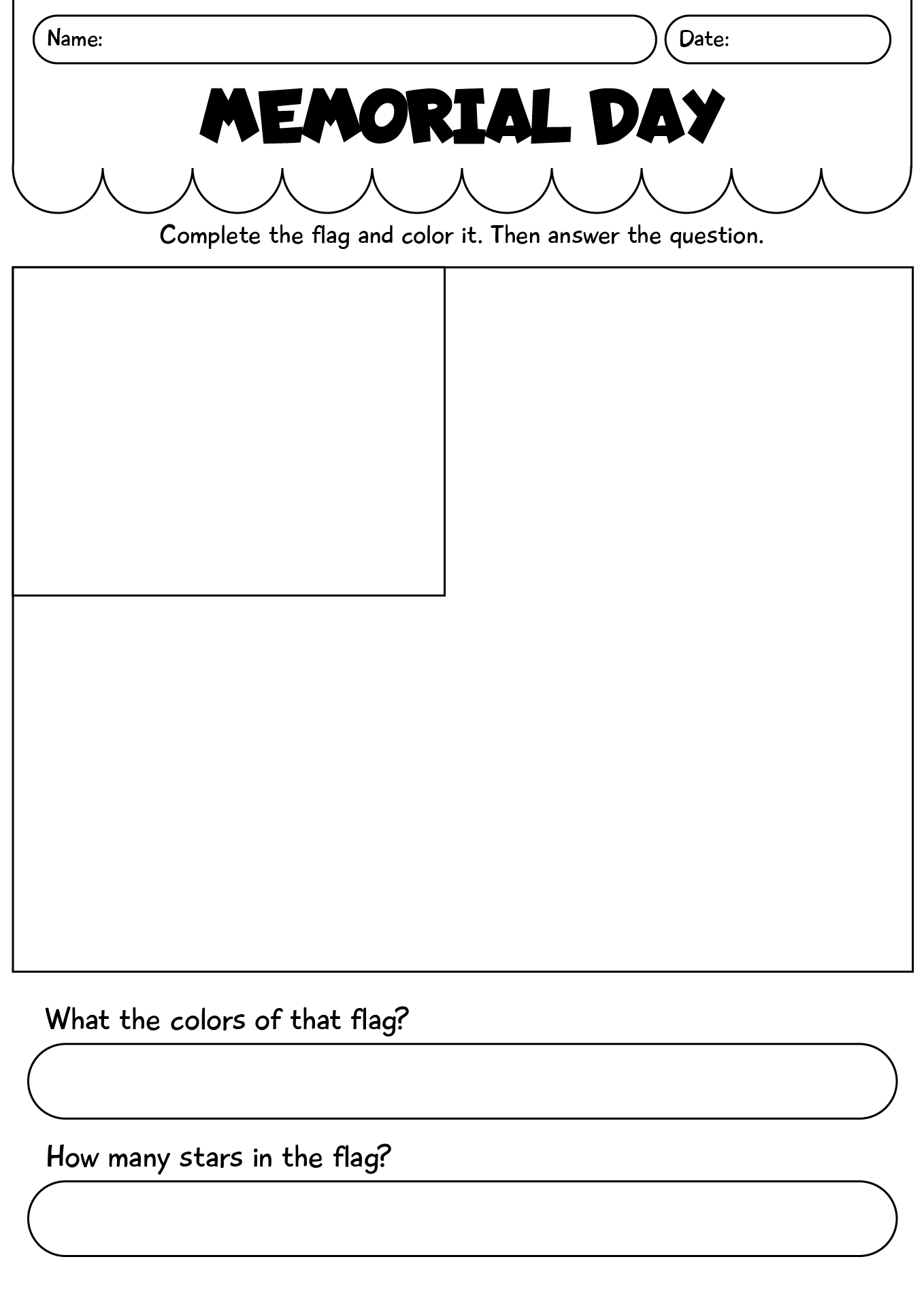 Memorial Day Flag Worksheets For Preschool