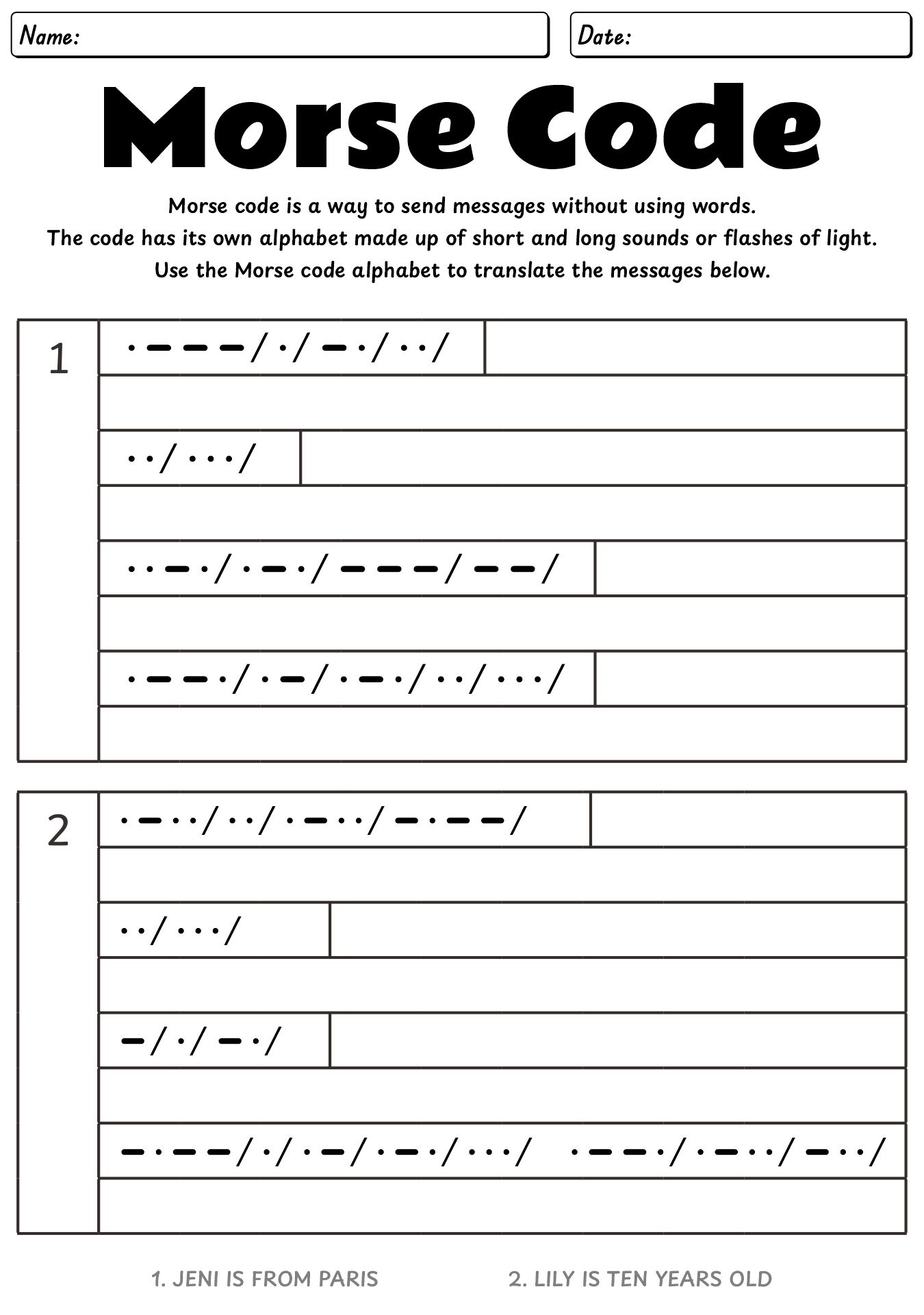 Morse Code Activities For Kids