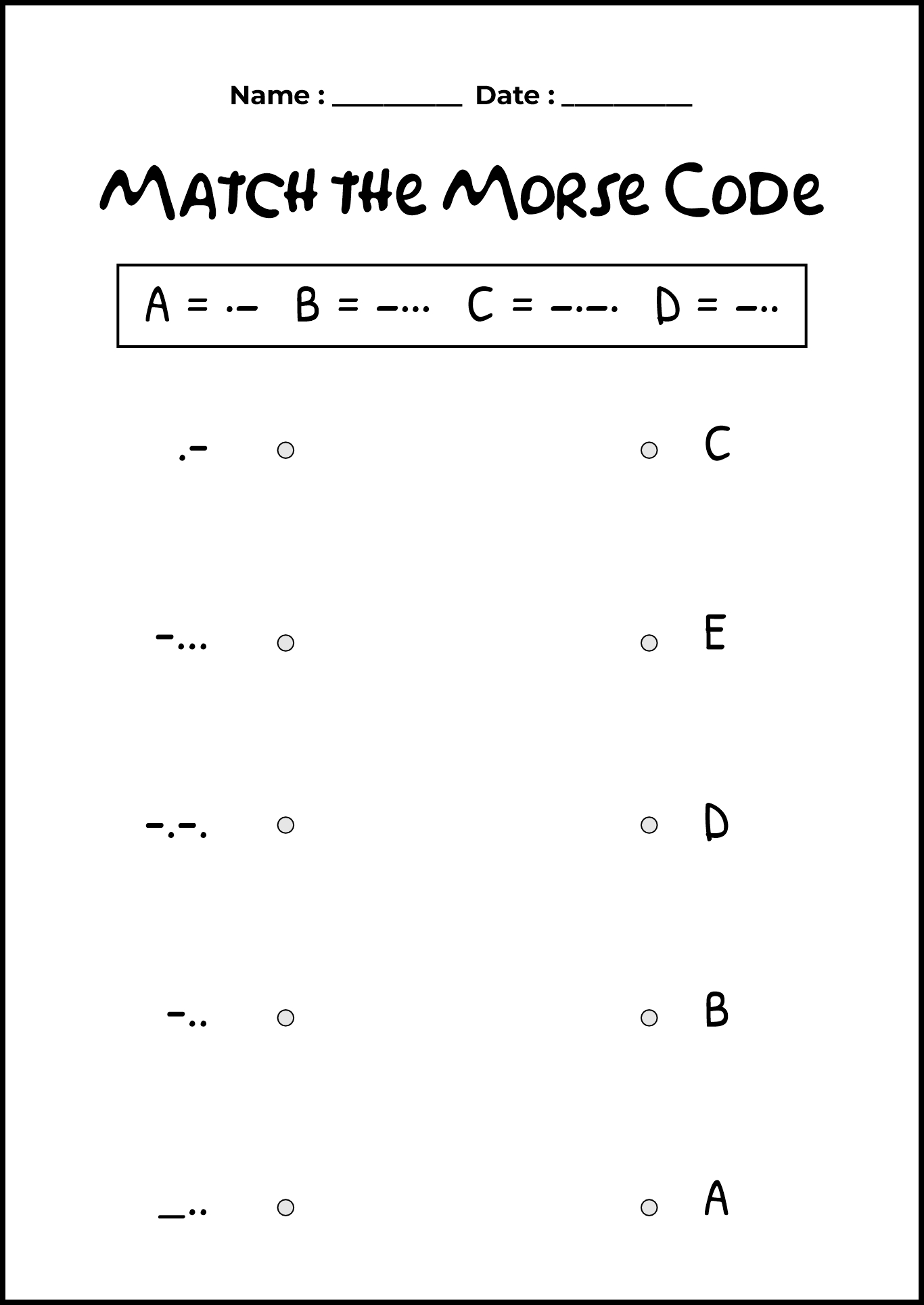Morse Code Activity for Kids