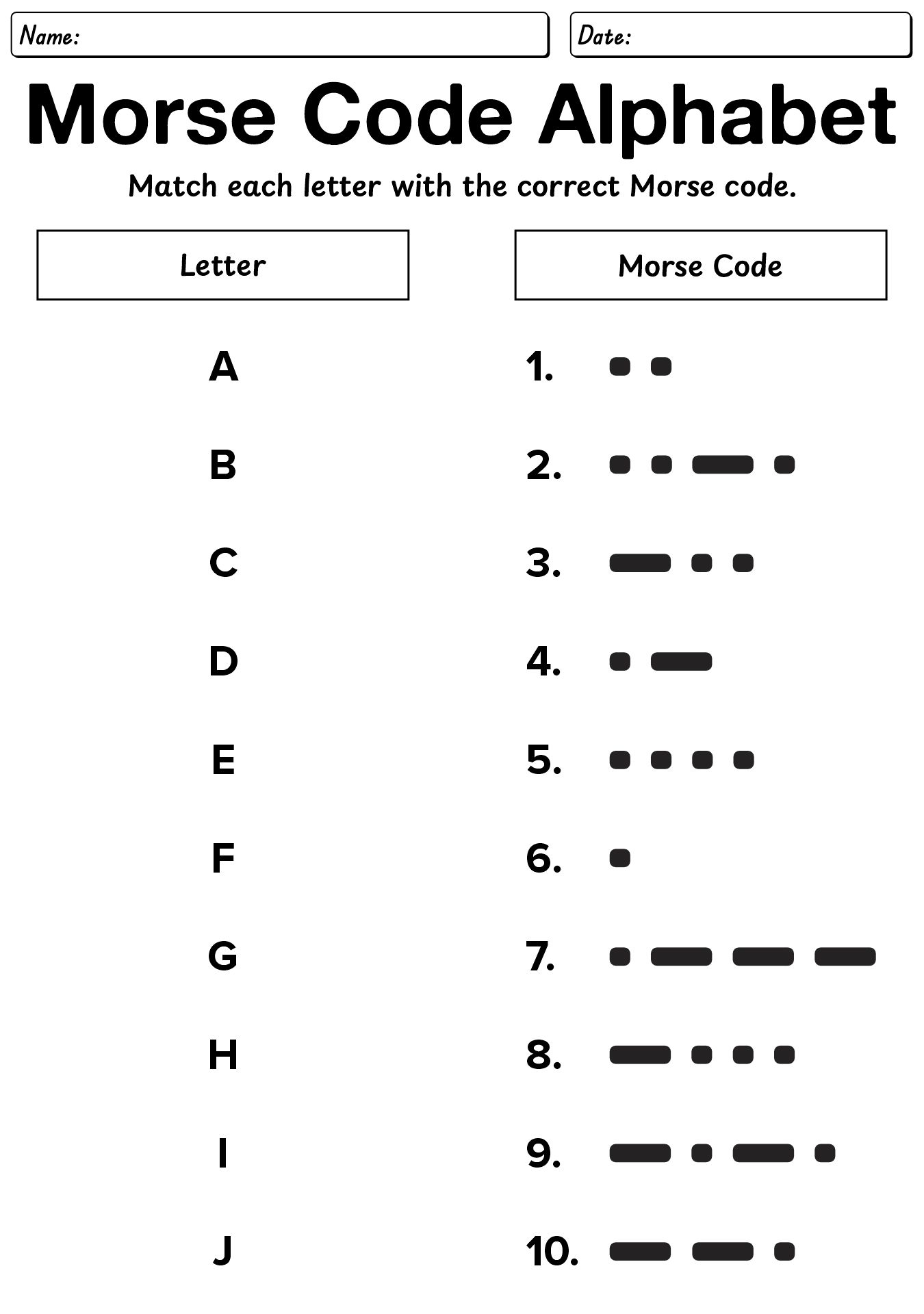 Morse Code Alphabet Learning Activities for Kids