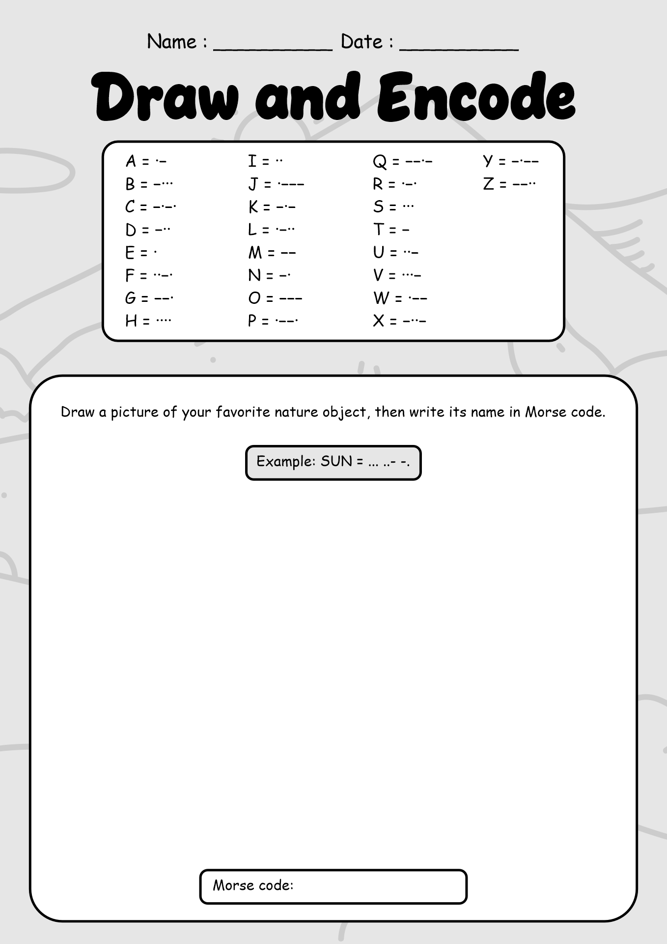 Morse Code in Nature Worksheets