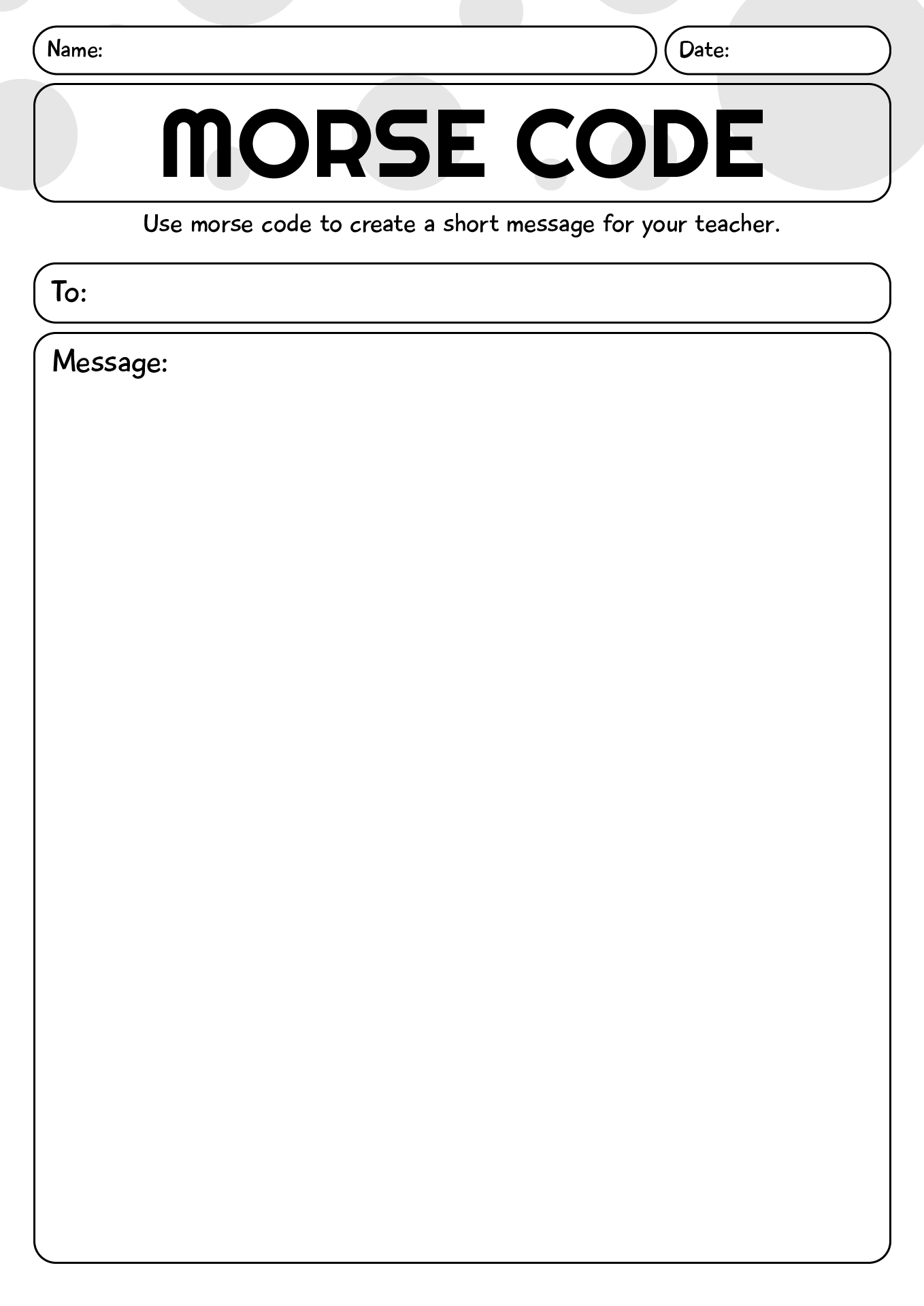 Morse Code Worksheet For Kids