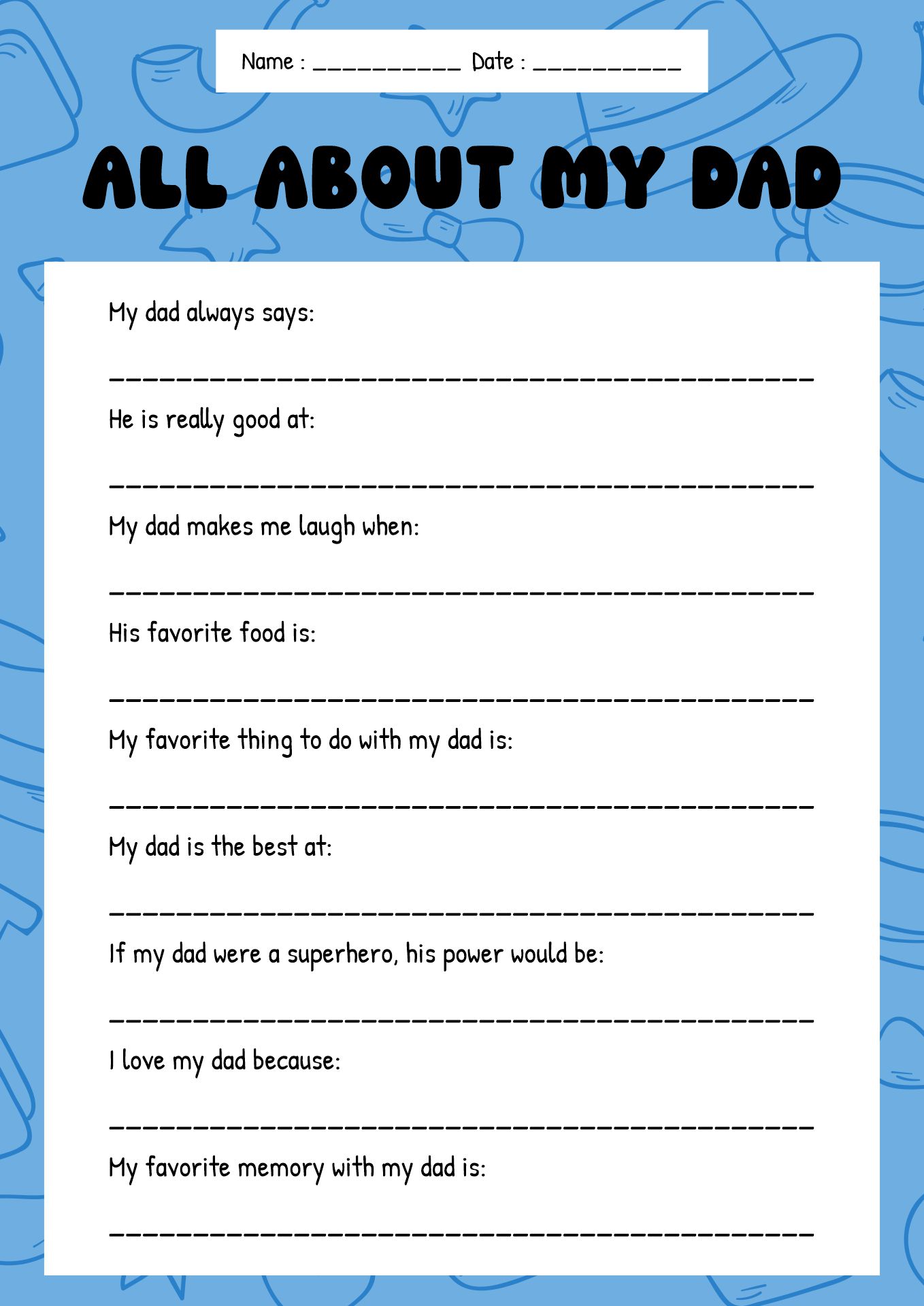 My Dad Is Awesome Fact Sheet