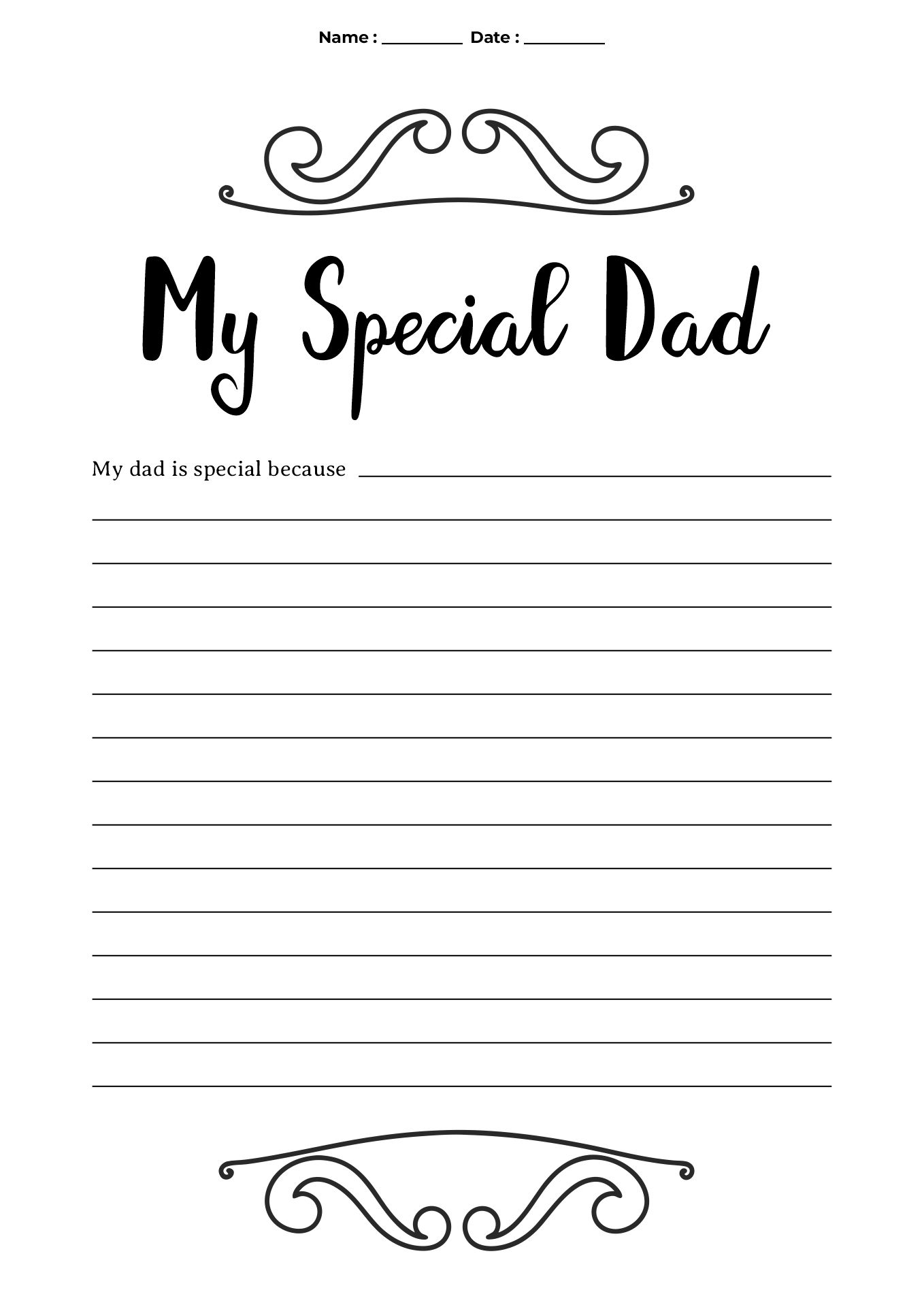 My Dad Is Special Activity Sheet