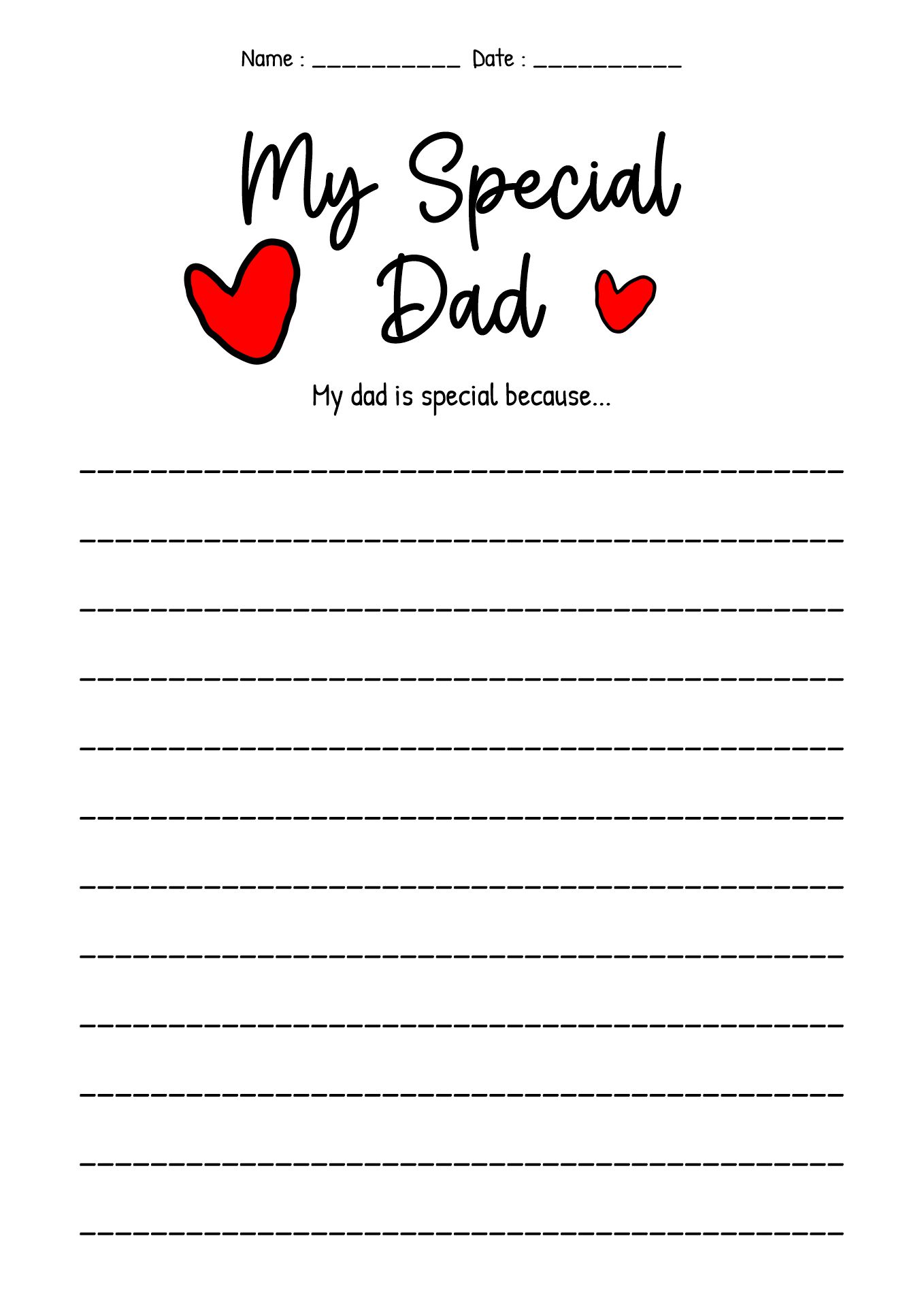 My Dad Is Special Worksheet