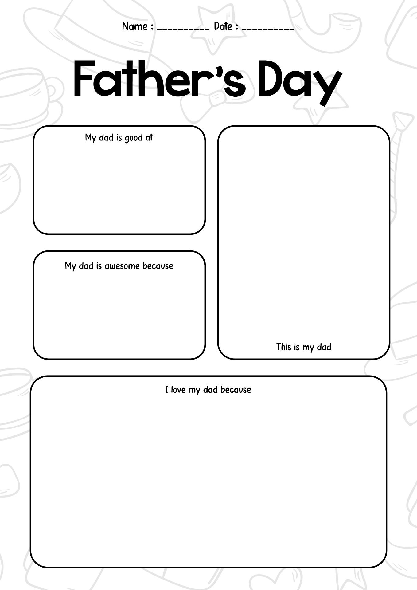 My Fathers Day Celebration Worksheet