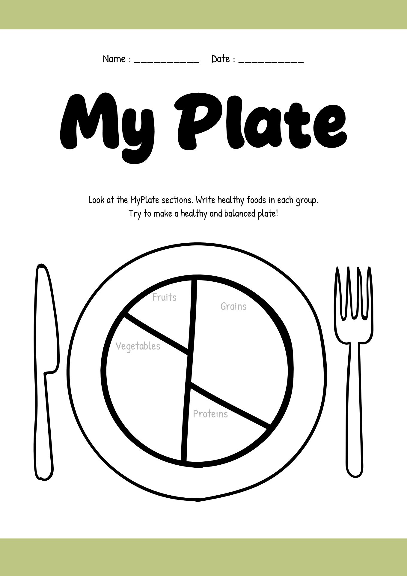 MyPlate Guide Activities for Kindergarten