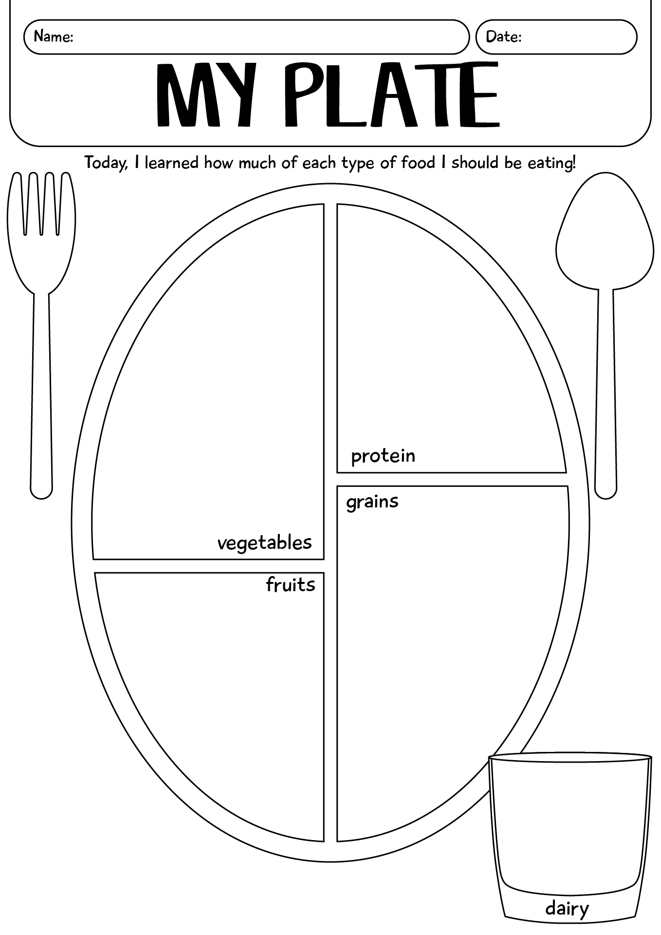 MyPlate Printable Worksheet