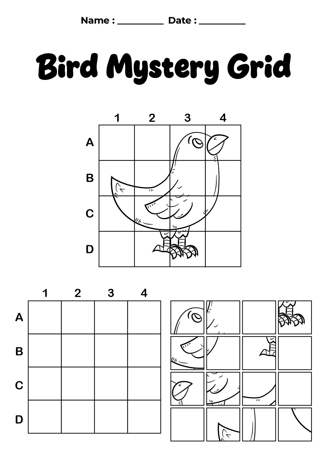 Mystery Grid Art Worksheet for Beginners