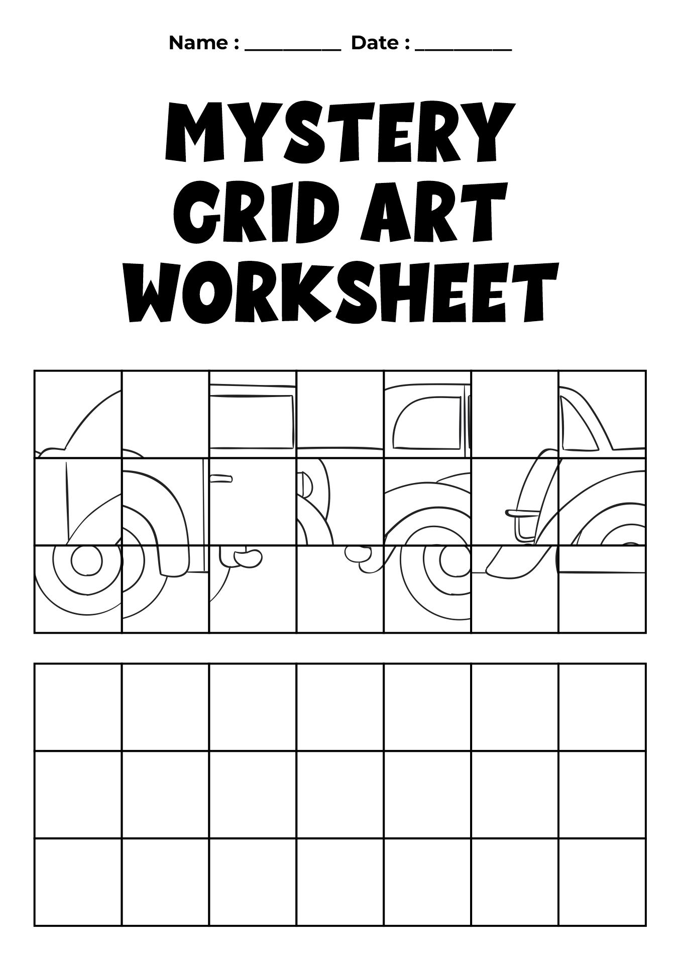 Mystery Grid Art Worksheet for Home Schooling