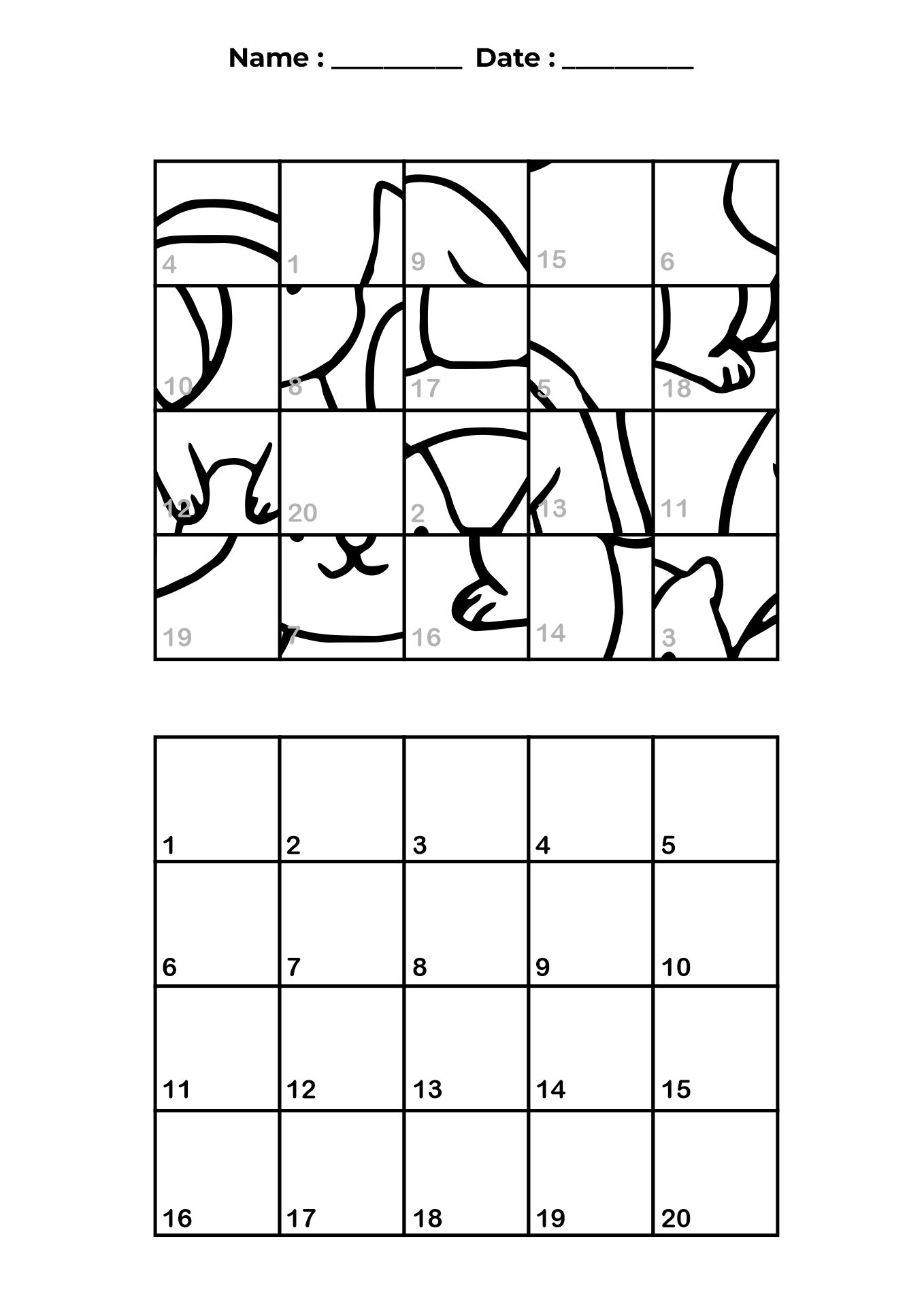 Mystery Grid Art Worksheet for Kindergarten