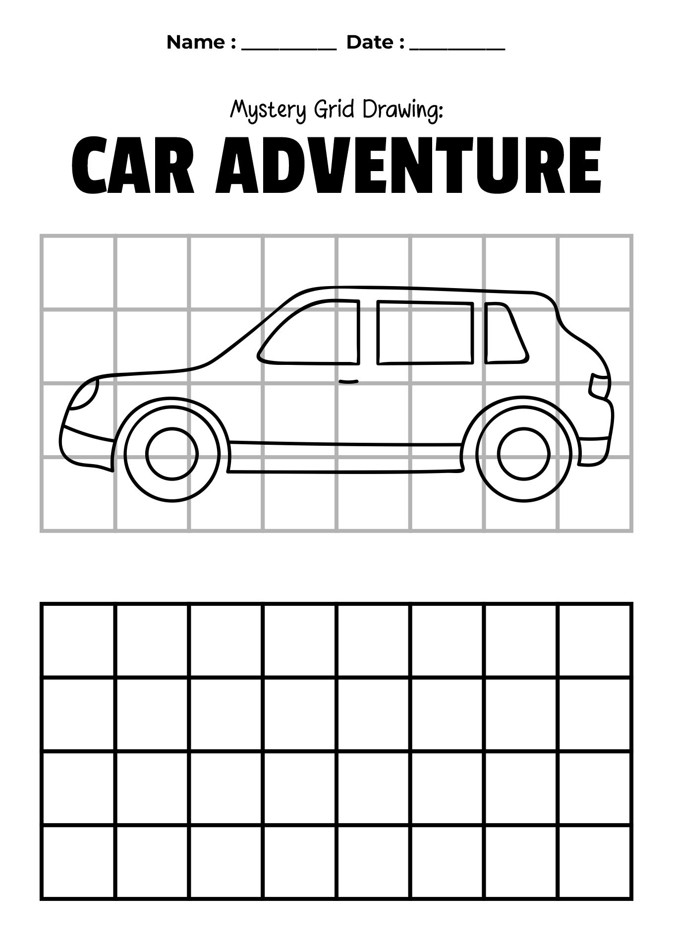 Mystery Grid Drawing Worksheet for Kids