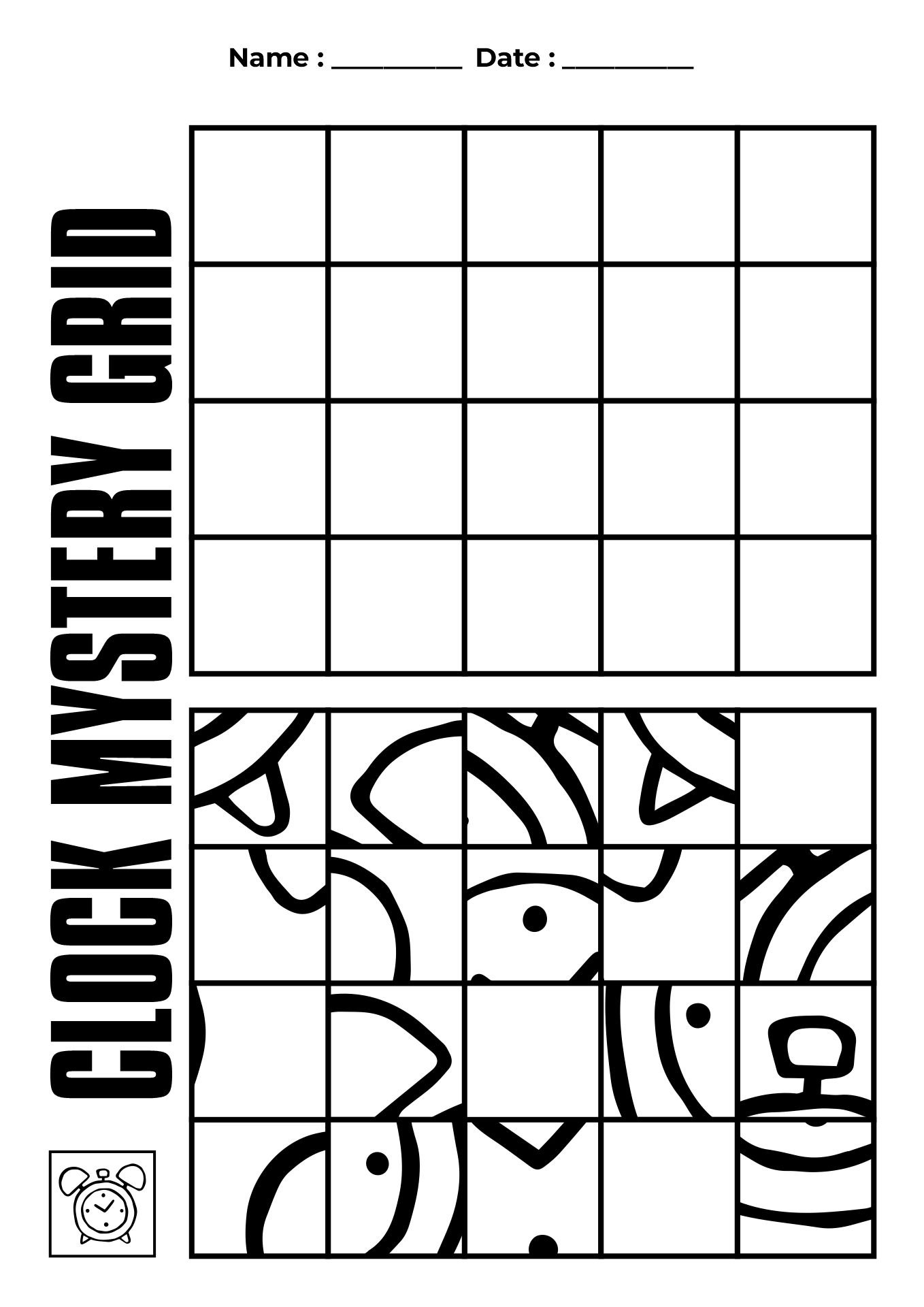 Preschool Mystery Grid Art Worksheet