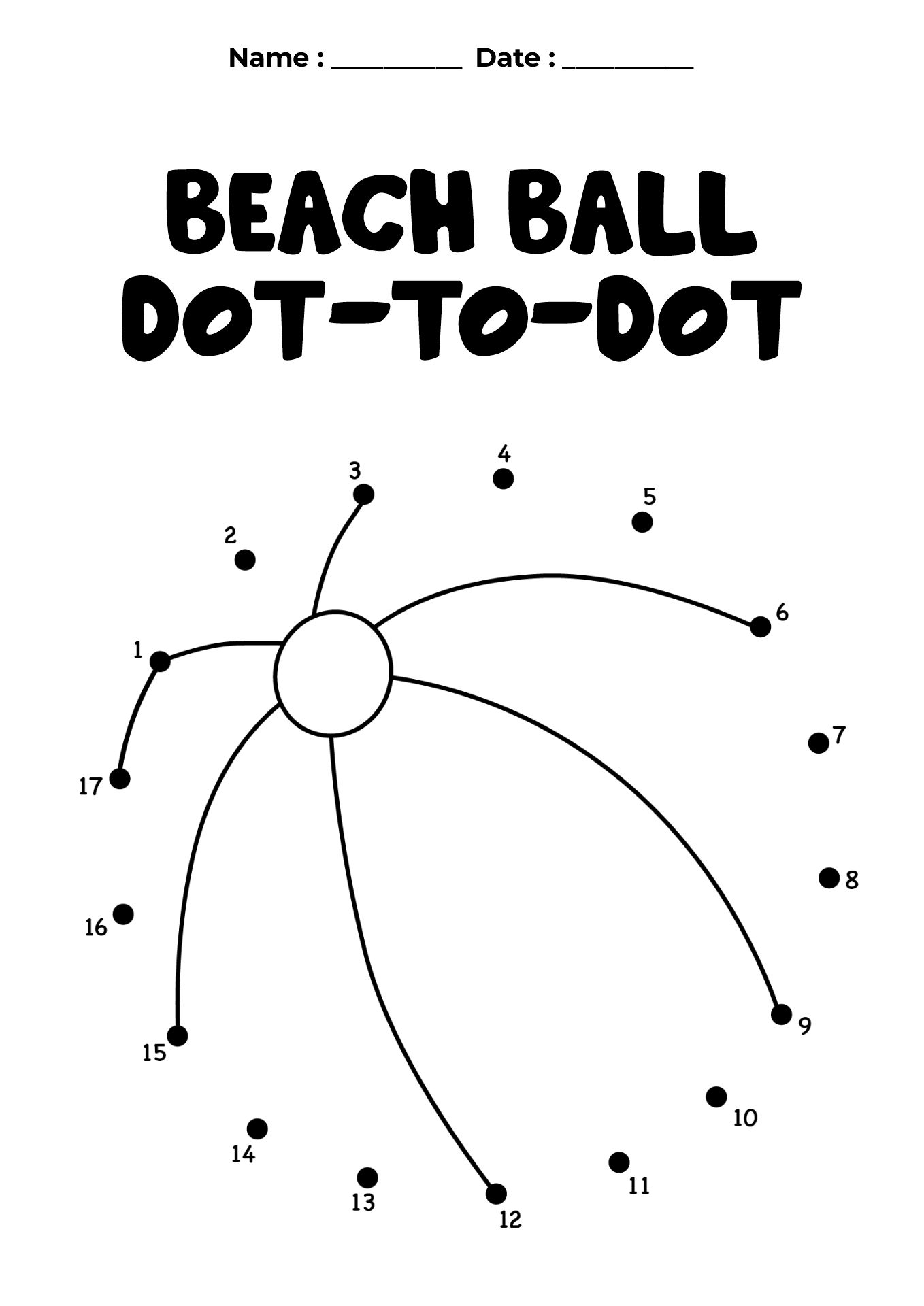 Preschool Summer Theme Dot to Dot Worksheets