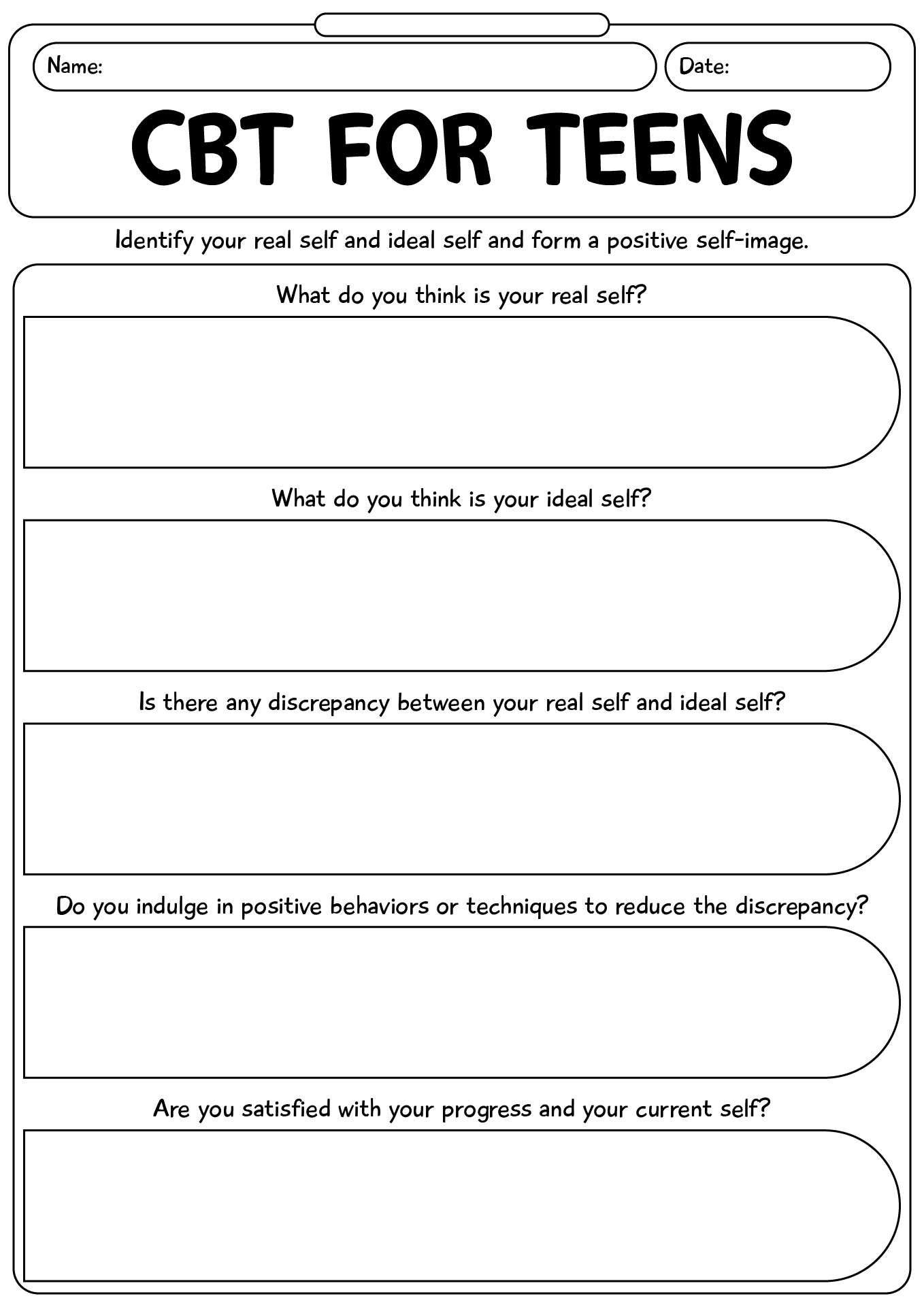 Printable CBT Worksheets For Teens