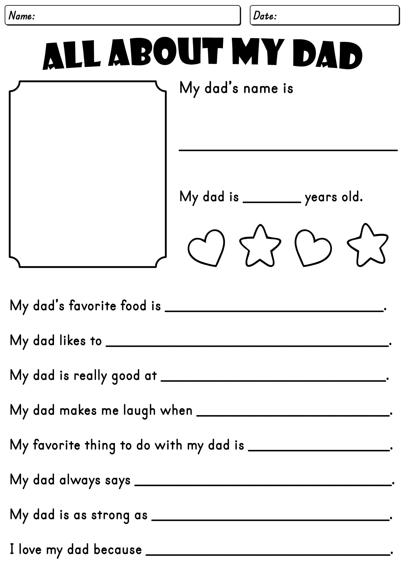 Printable Fathers Day Activities for Students