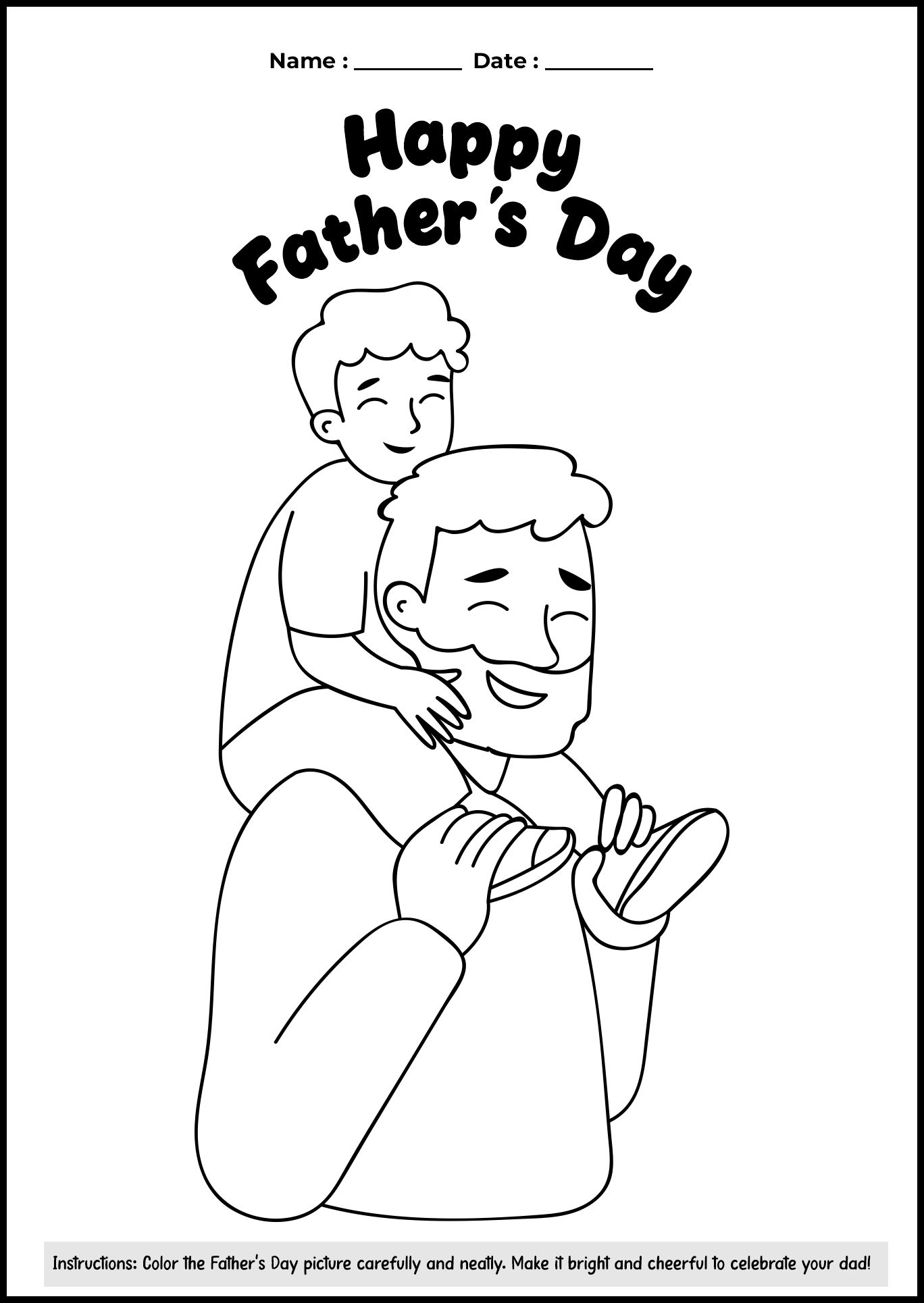 Printable Fathers Day Worksheet Kindergarten