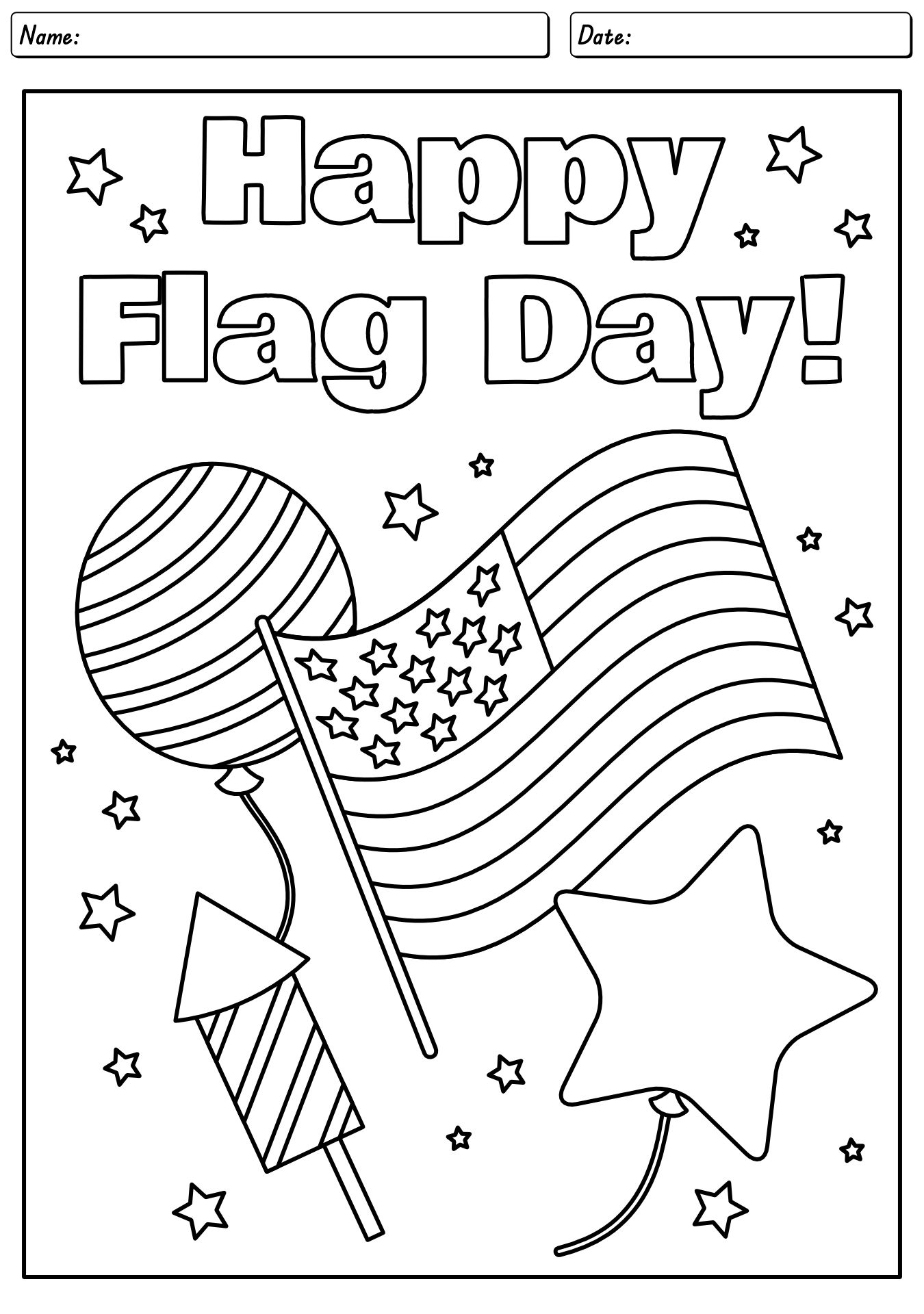 Printable Flag Day Coloring Worksheets