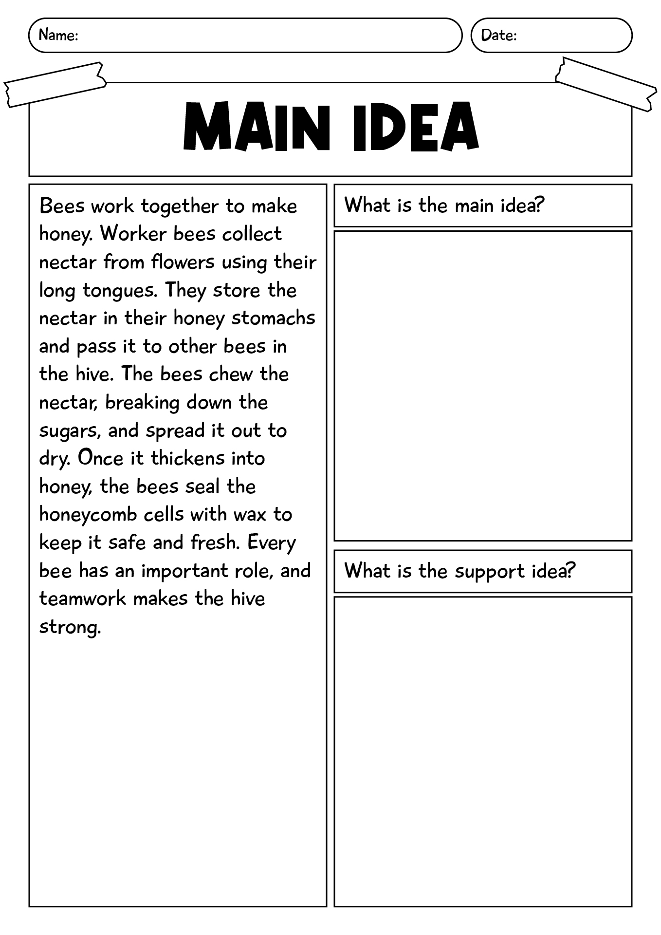 Printable Main Idea Worksheets For 3rd Grade