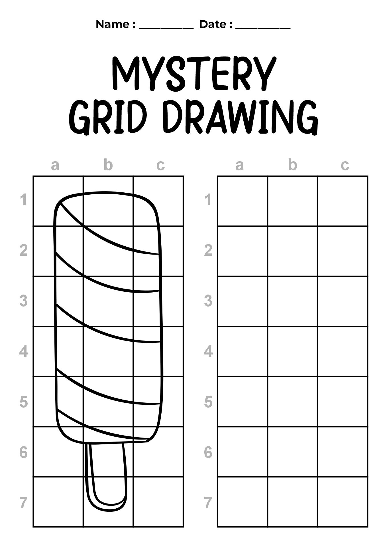 Printable Mystery Grid Art Worksheet for Children