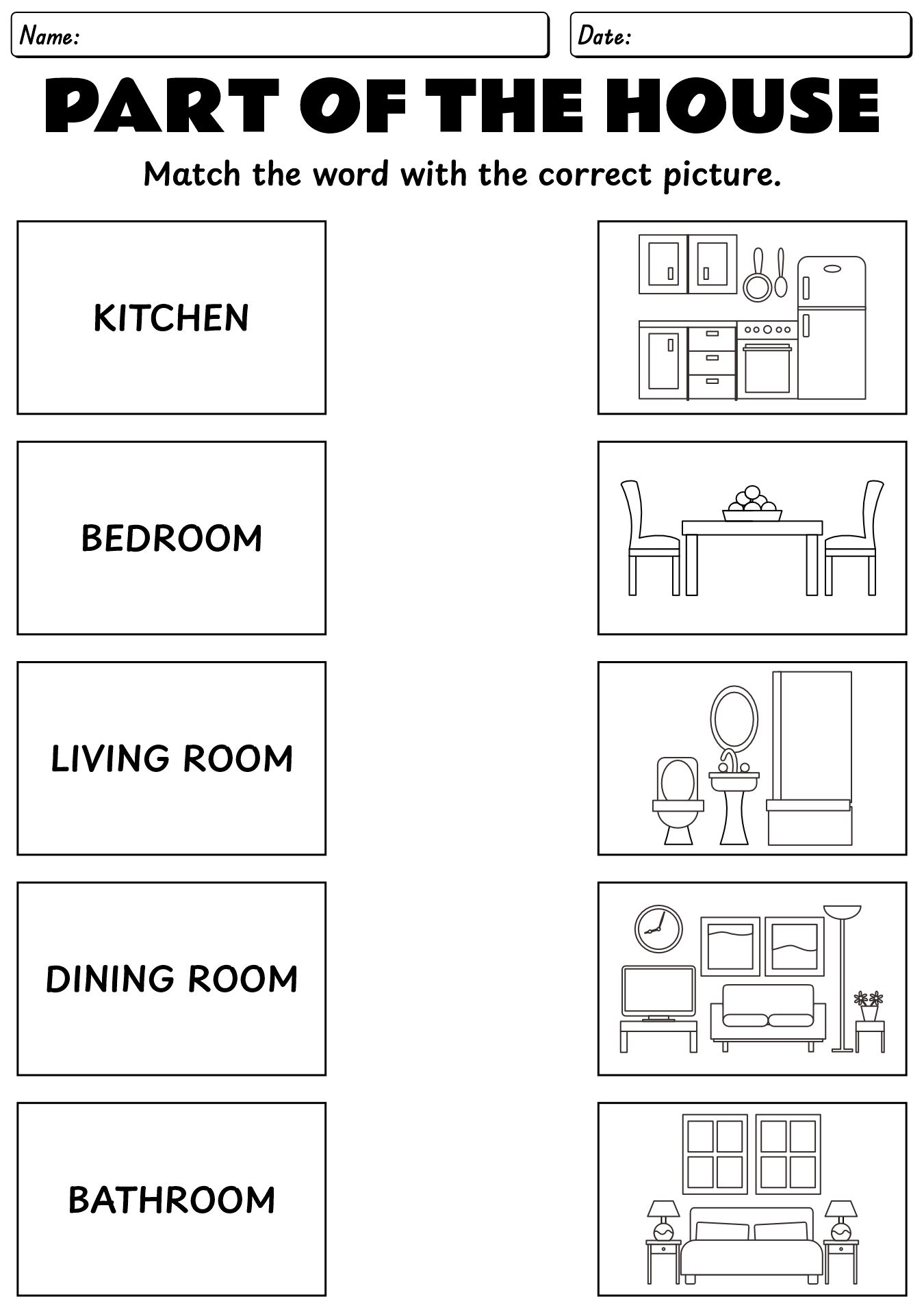 Rooms In The House ESL Printable Worksheets