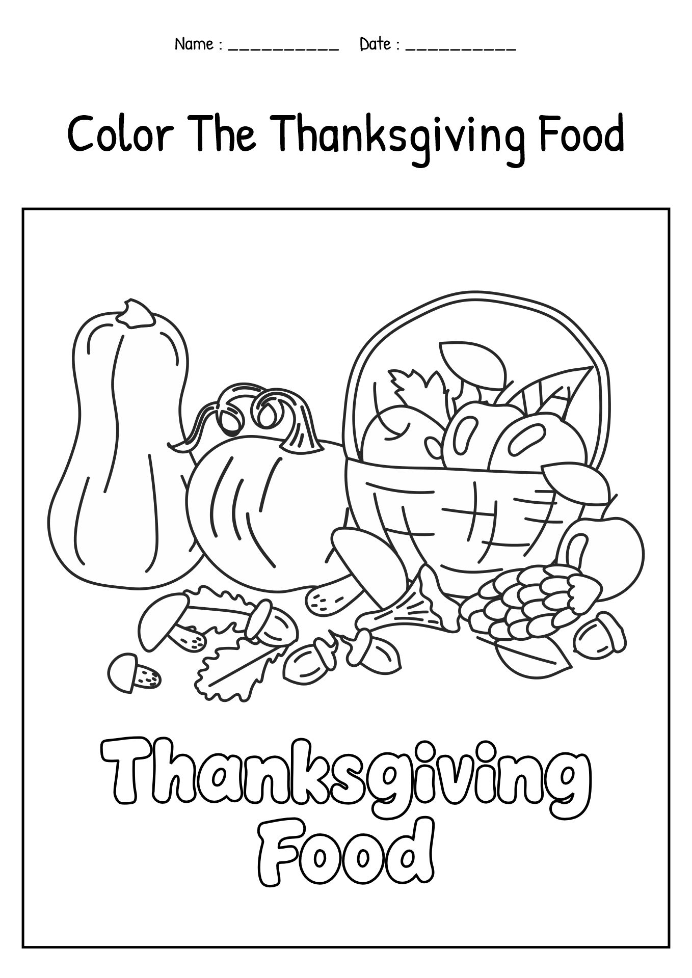 Seasonal Foods Worksheets for Kindergarten
