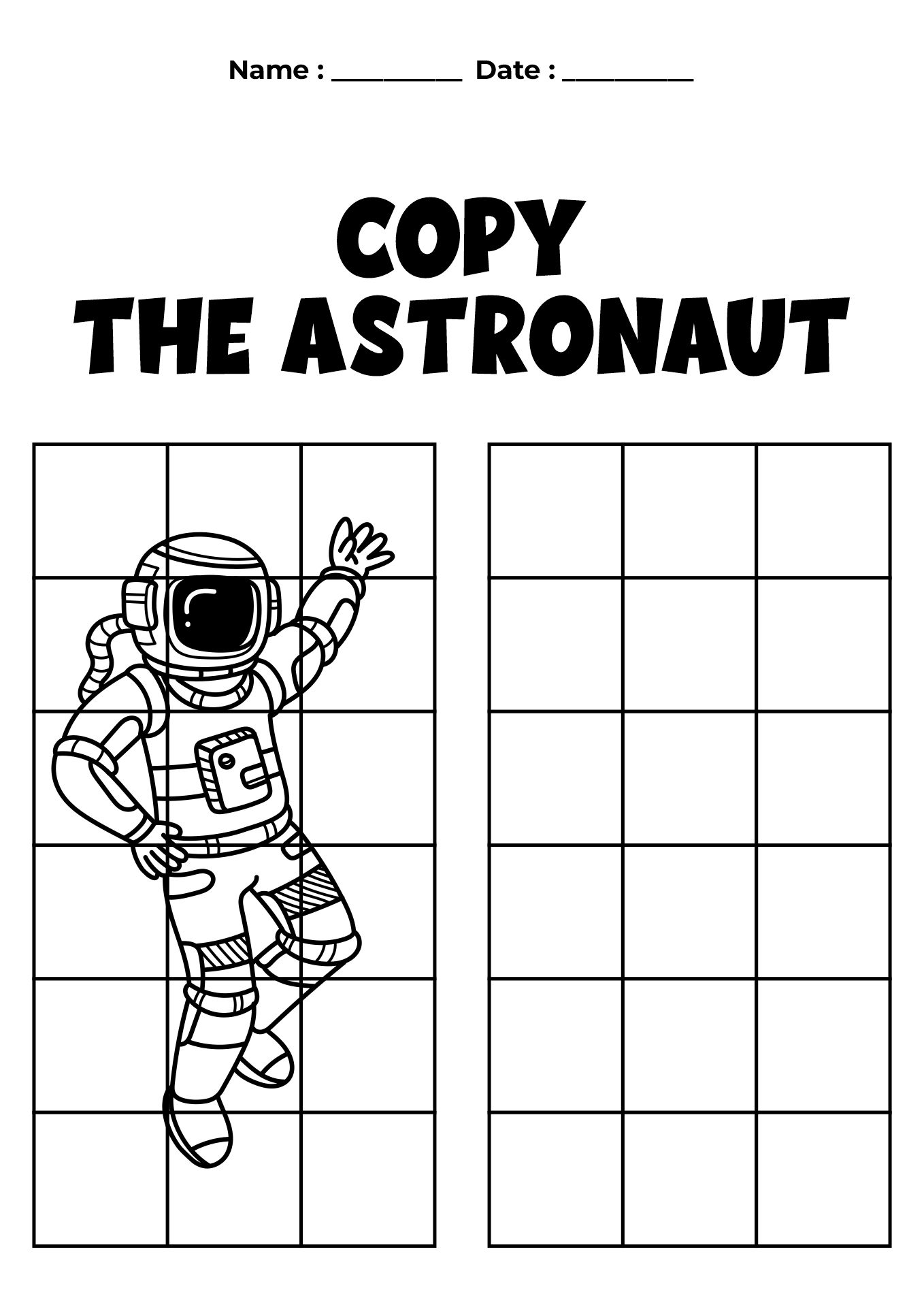 Space Grid Worksheet for Kids