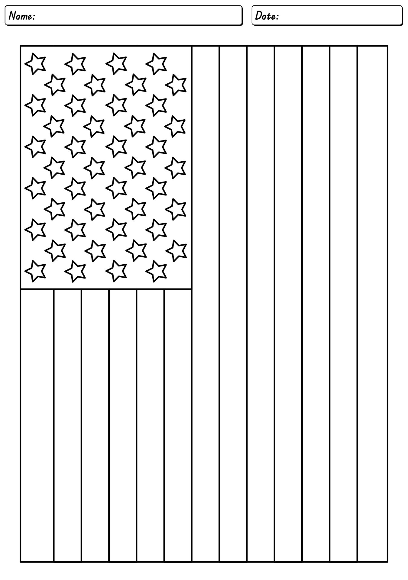Stars and Stripes Coloring Worksheet