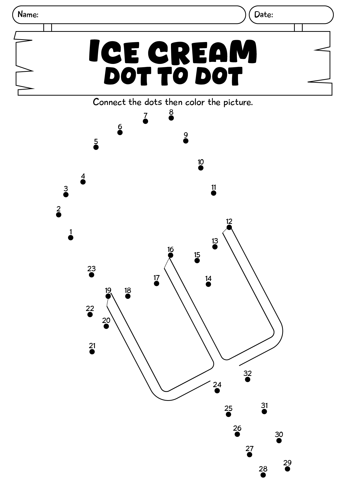 Summer Connect The Dots Worksheet For Kids