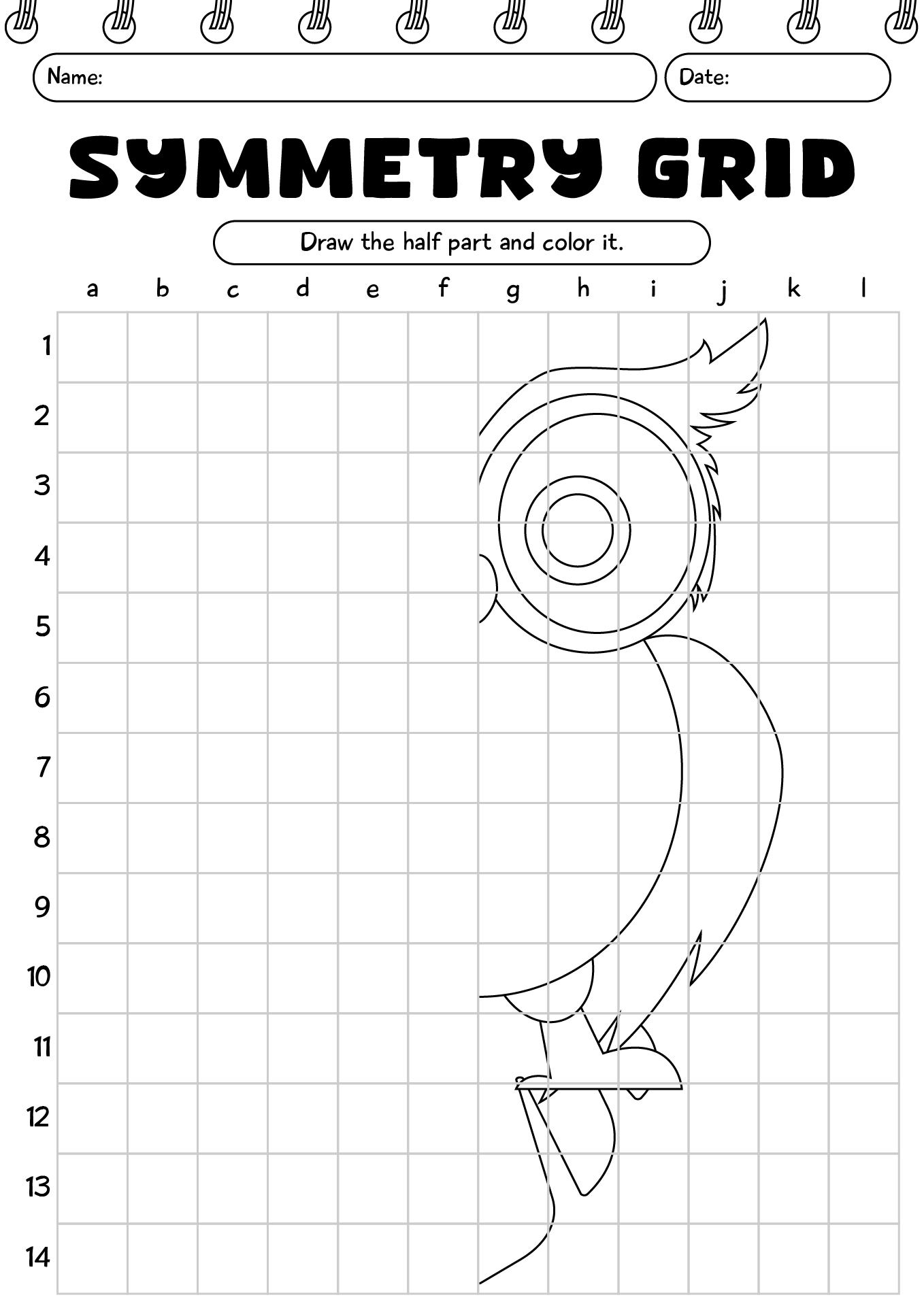 Symmetry Grid Drawing Practice For Kids
