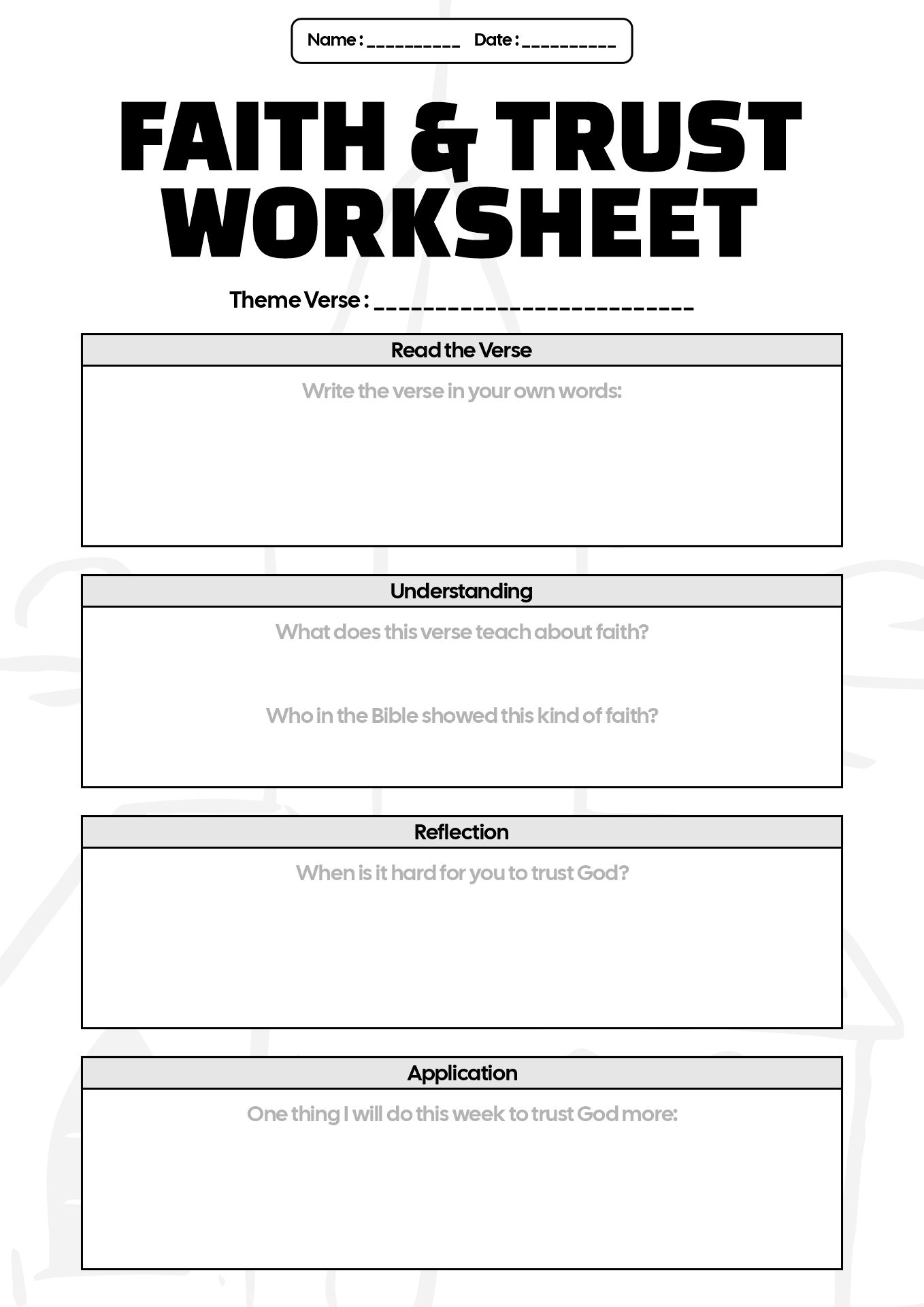 Themed Bible Study Worksheets