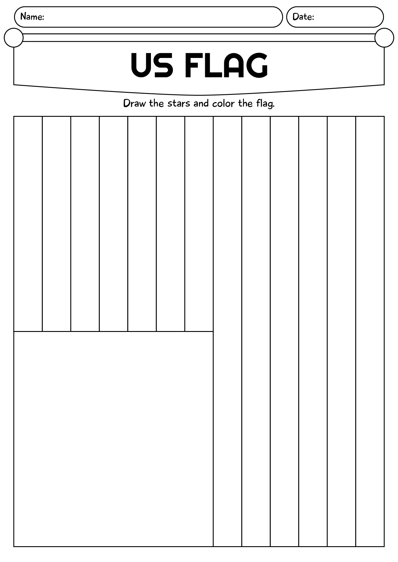 United States Flag Template Worksheets