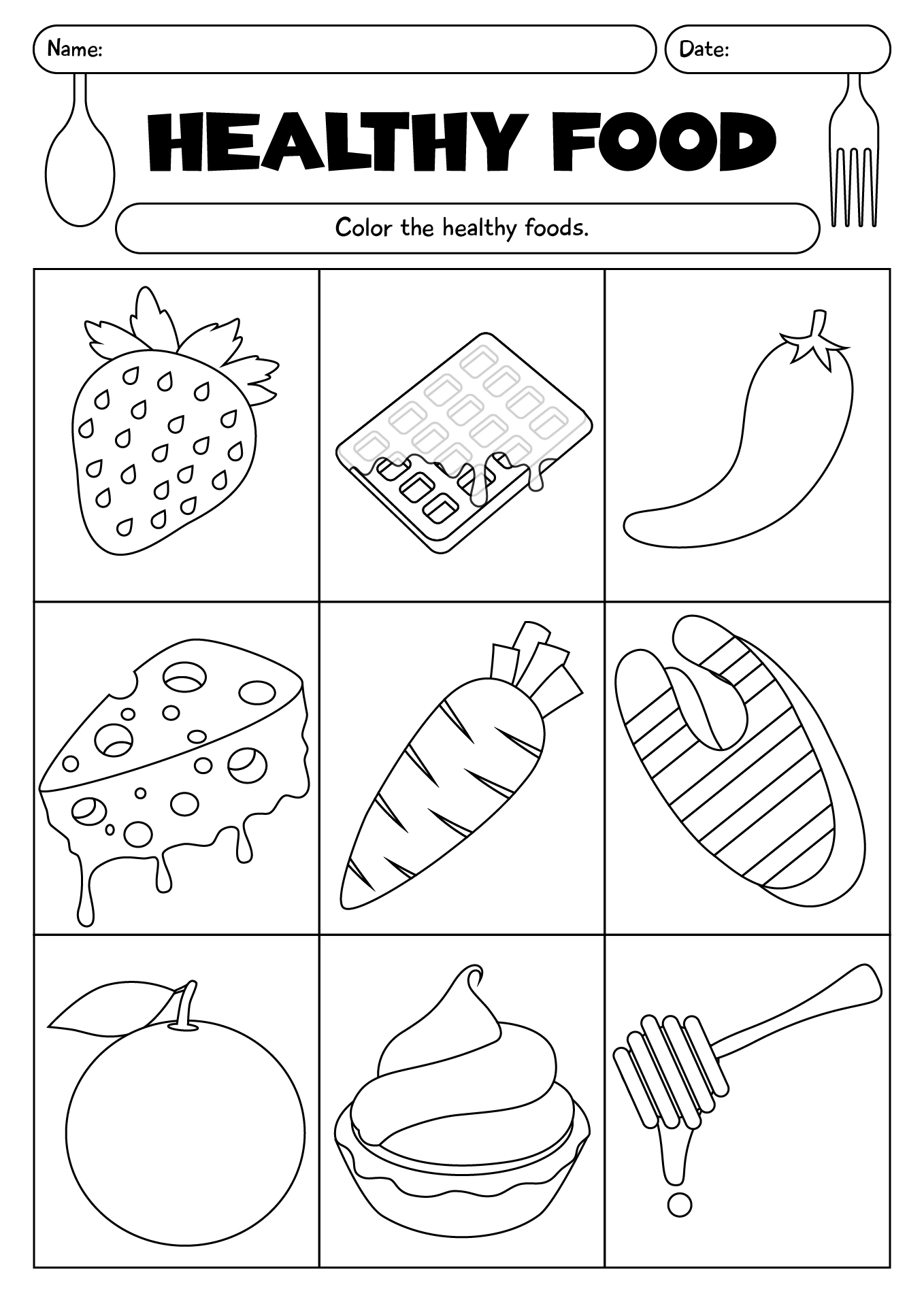 Which Foods Are Healthy Worksheet