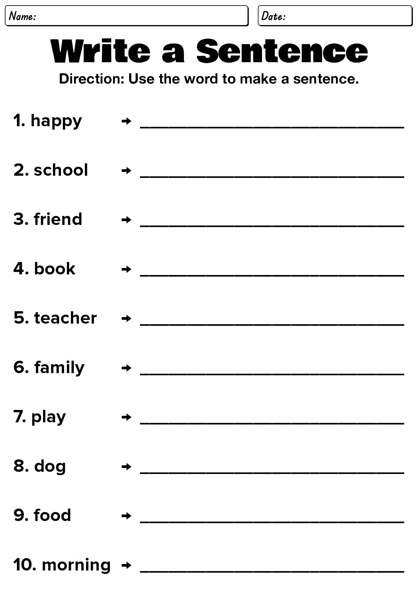 Word Recognition Grade 3 Writing Worksheets