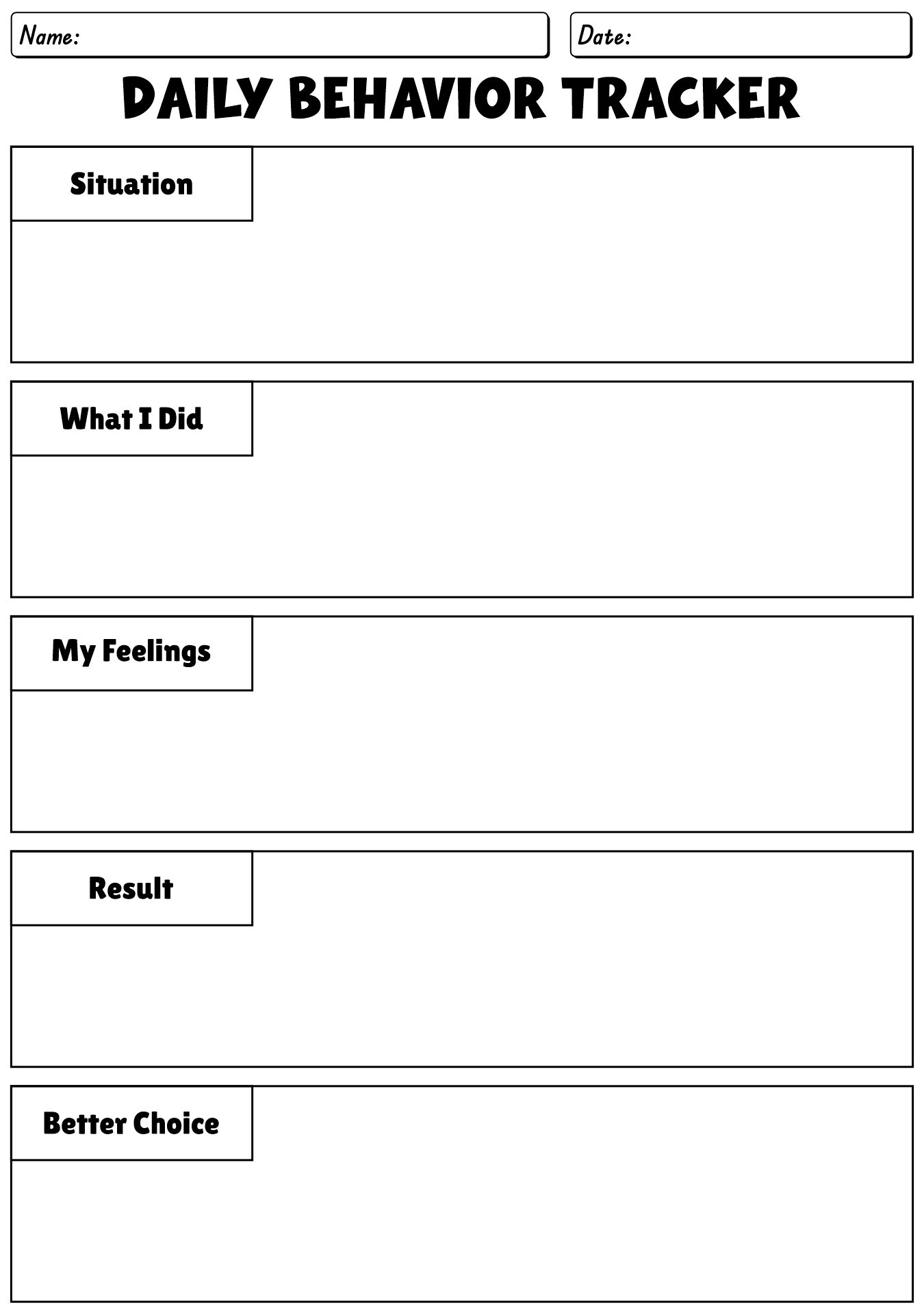 Your Behavior Worksheet For Teenagers