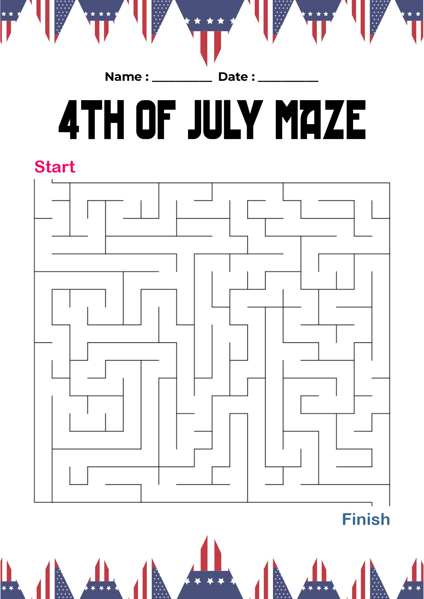 4th of July Educational Mazes