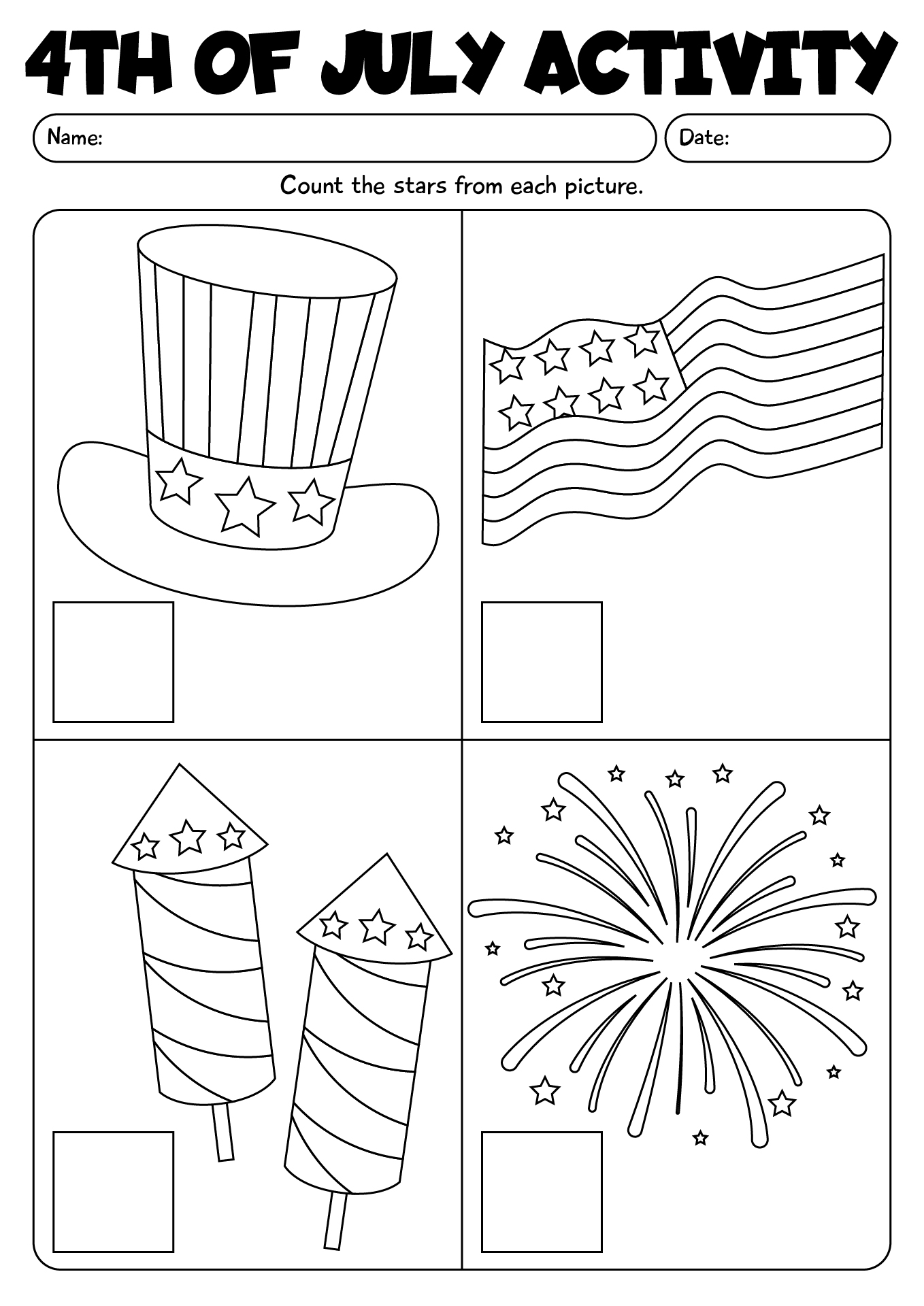 4th Of July Printable Activities Worksheet