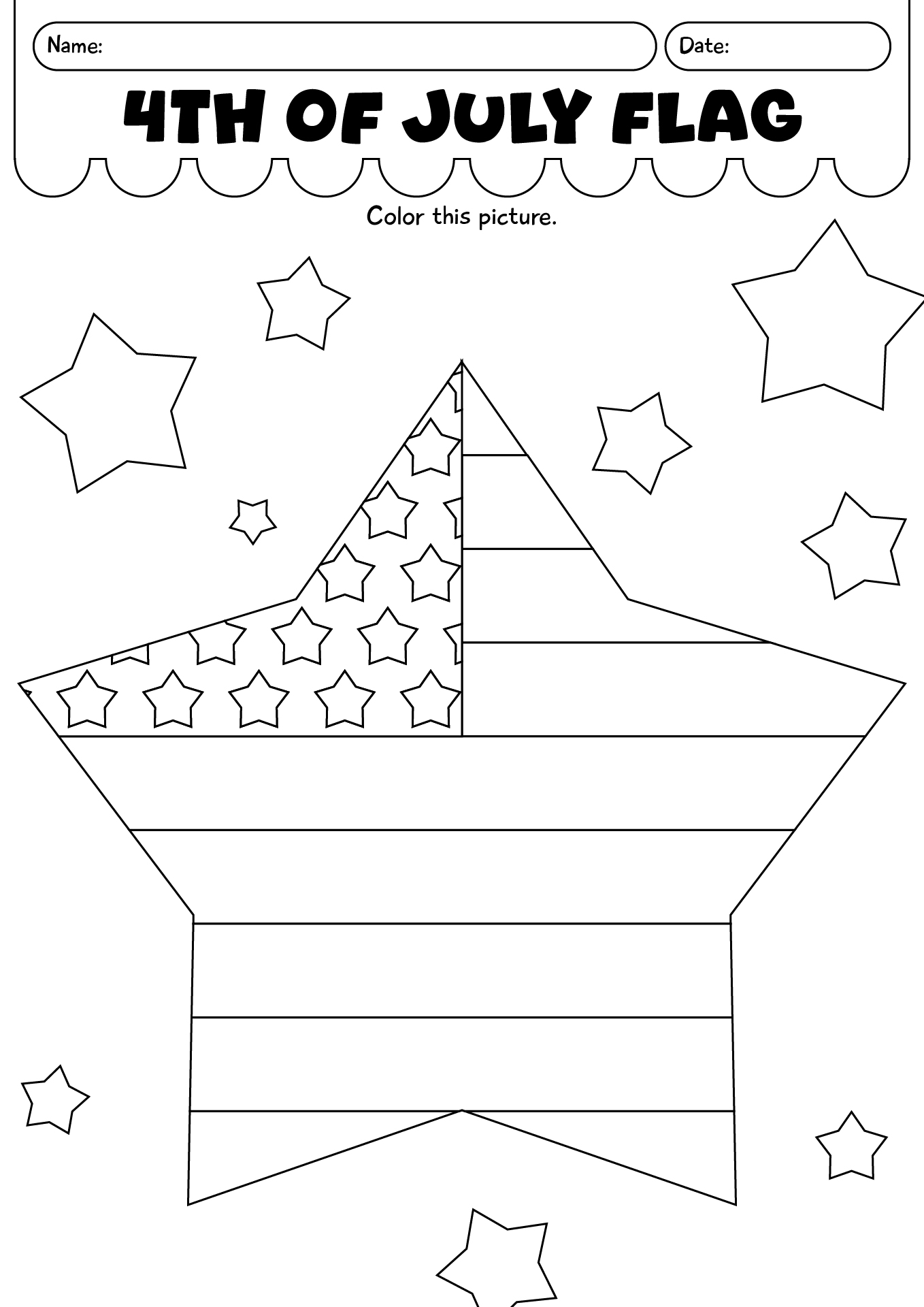 4th Of July Star Flag Coloring Page