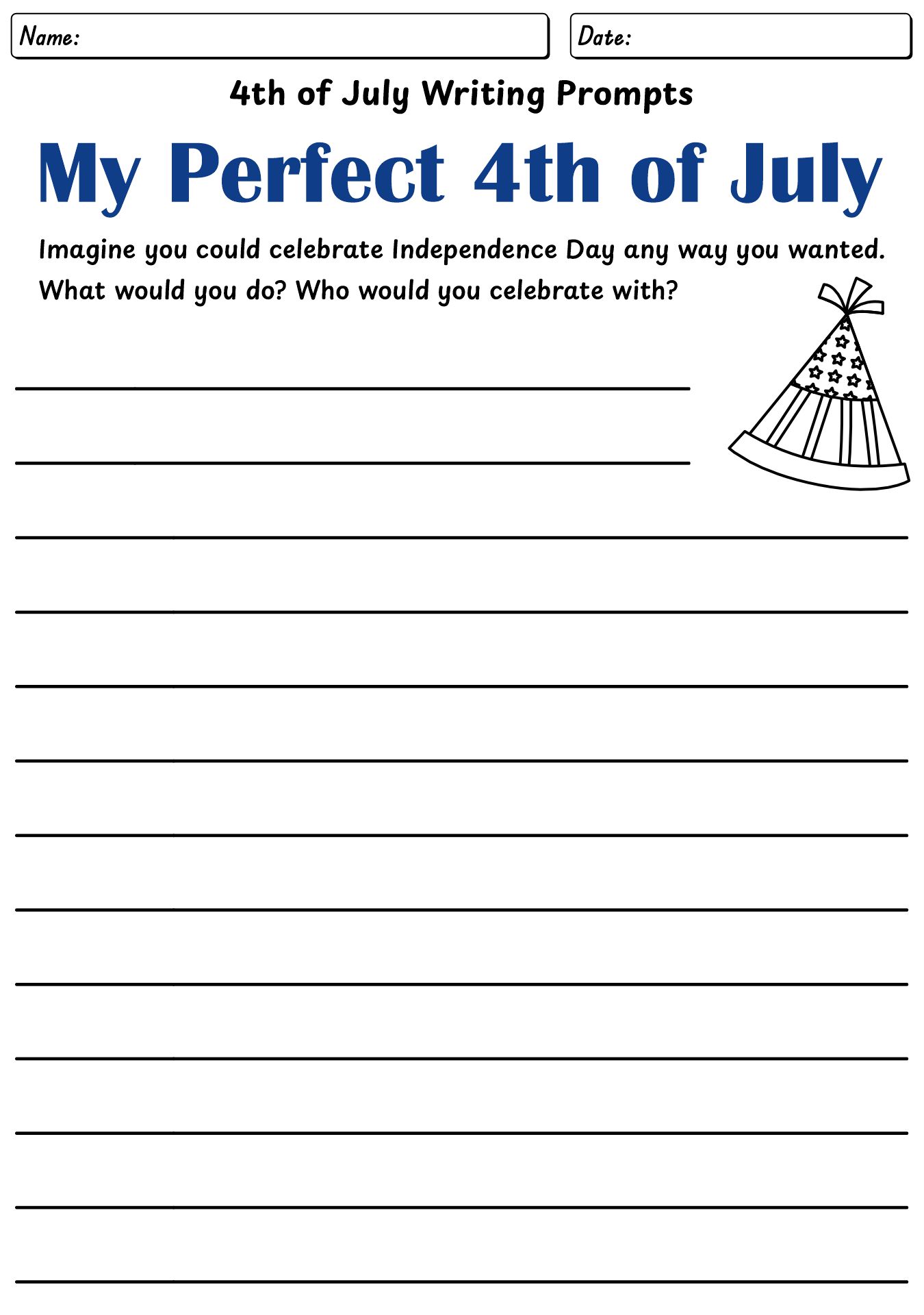 4th of July Writing Prompts and Worksheets