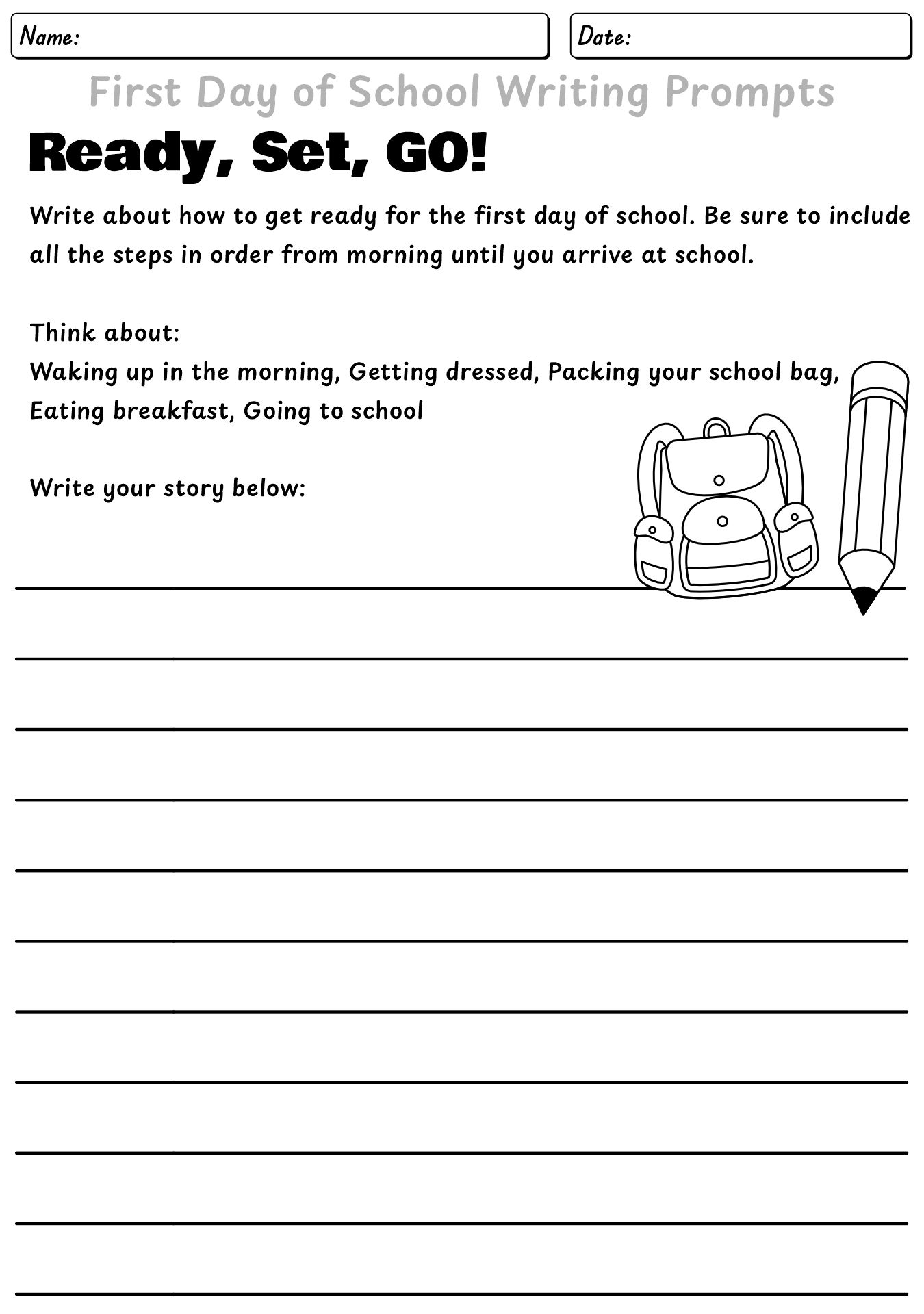 5th Grade Writing Prompts for the First Day of School