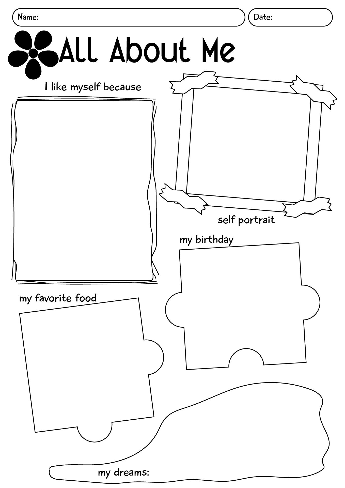 All About Me Elementary Worksheet