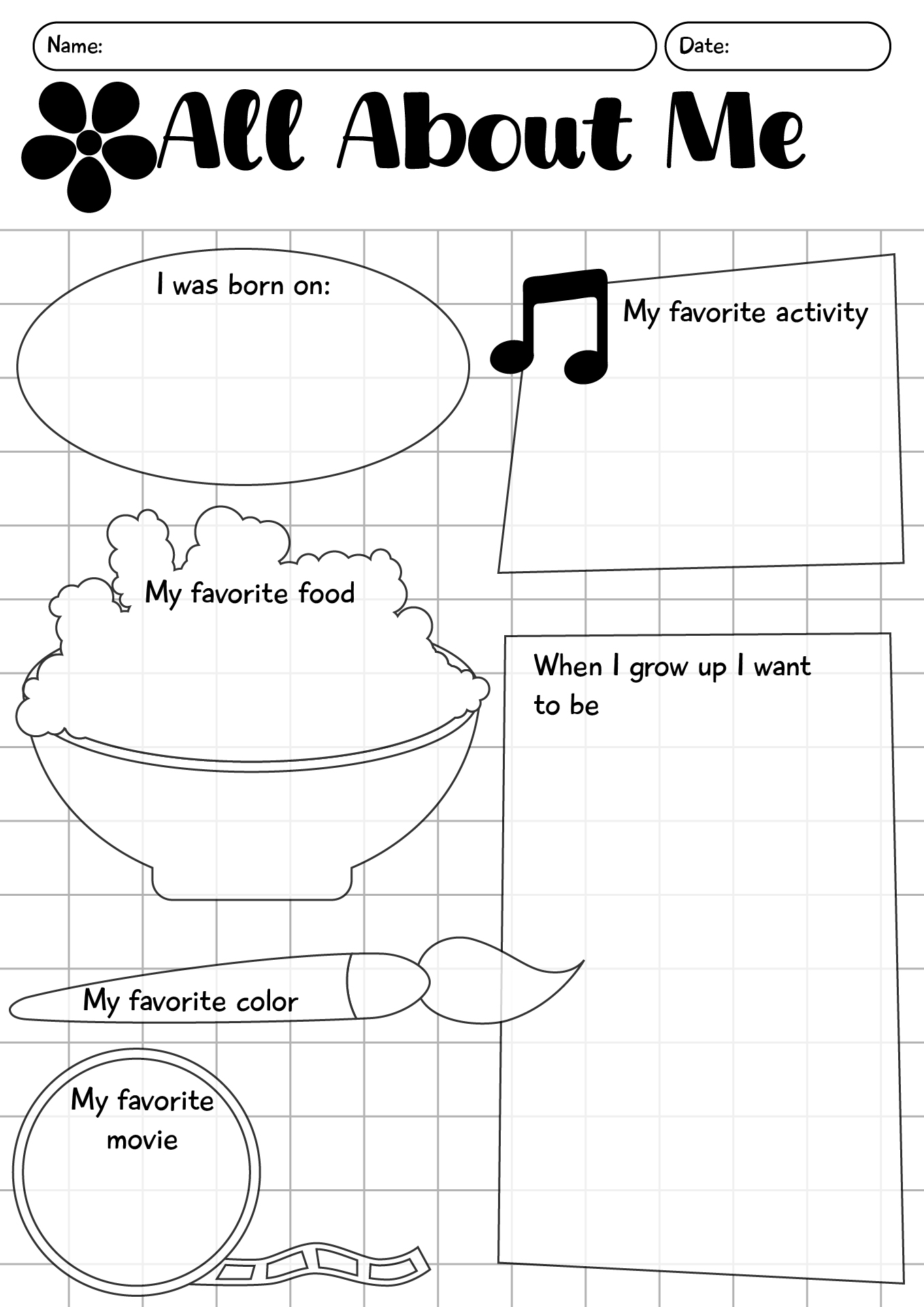All About Me Fun Printable Worksheet