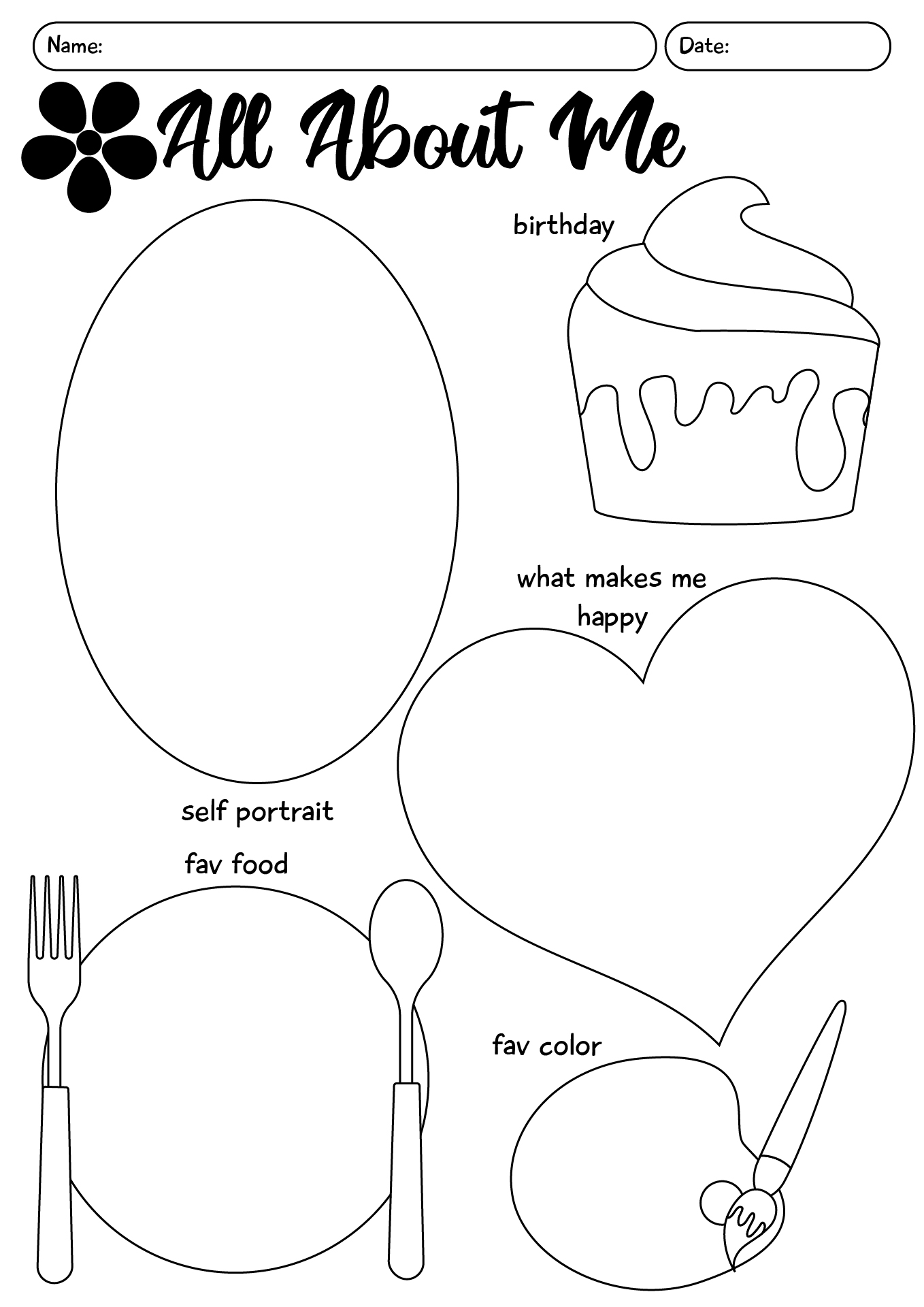 All About Me Preschool Worksheet
